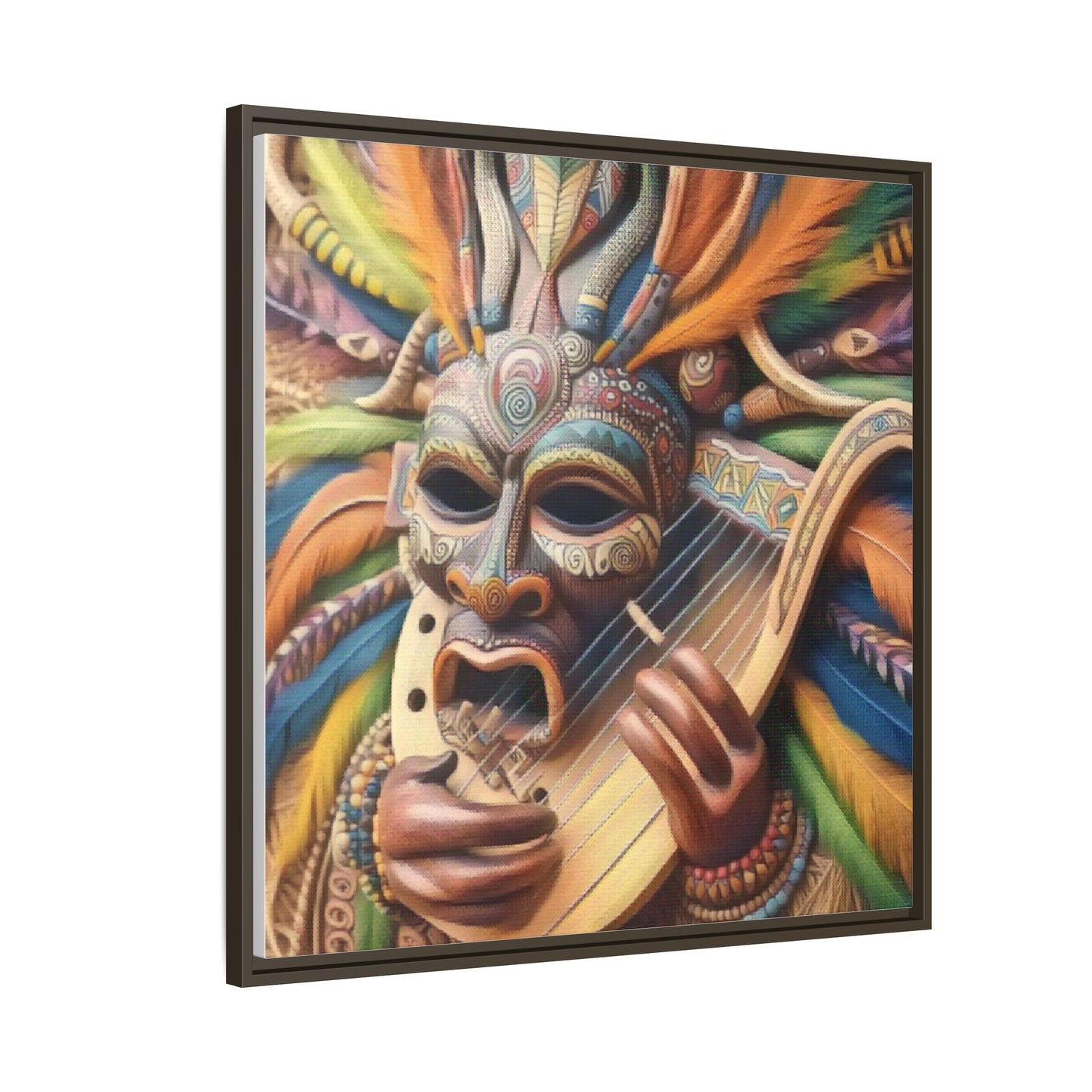 Colorful Tribal Mask Canvas — Framed Matte Wall Art