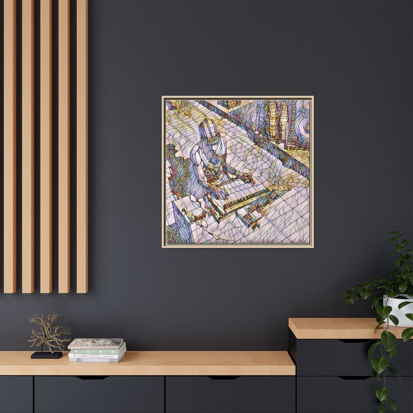 Abstract DJ Skateboarder Matte Framed Canvas – Colorful Urban Music Art Print