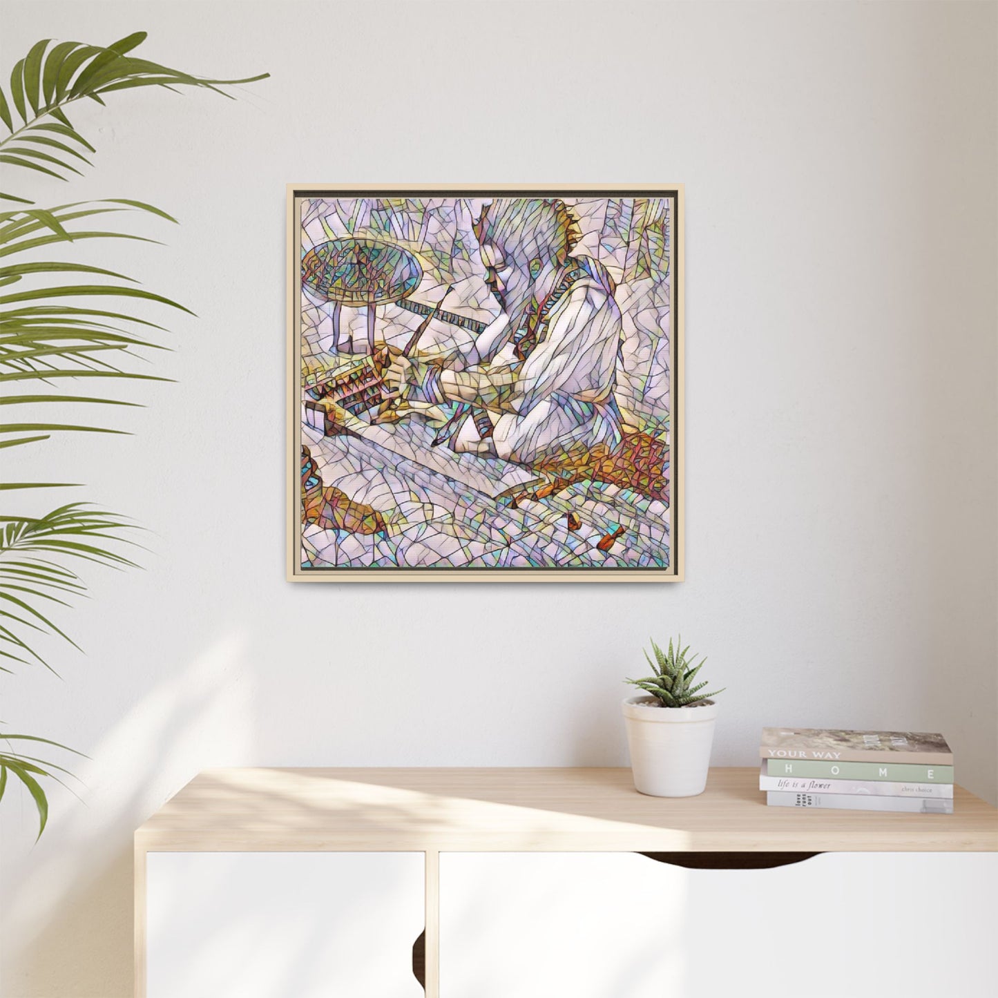 Framed Matte Canvas — Abstract Drummer Mosaic Wall Art