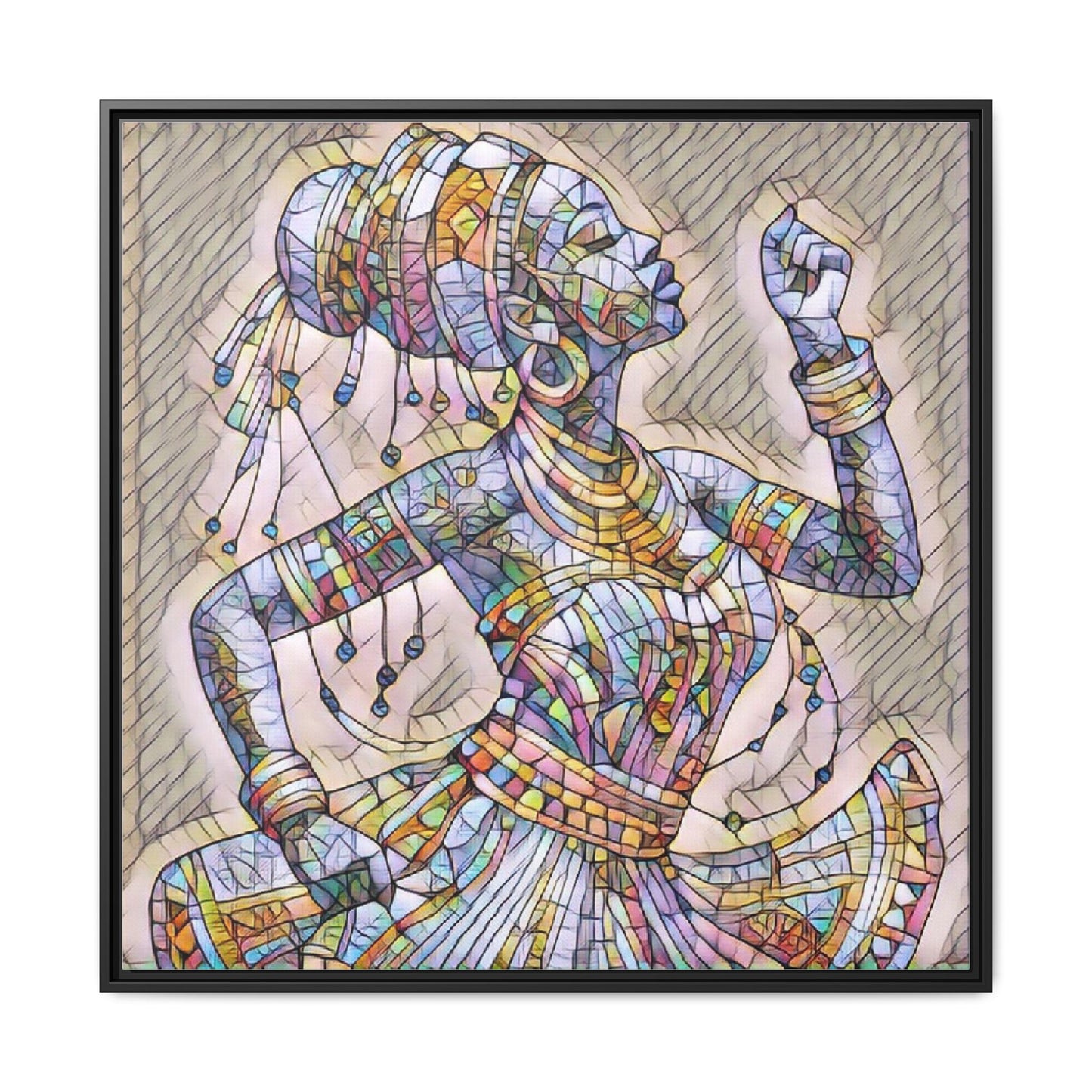Framed Canvas Art — Colorful Mosaic Dancer
