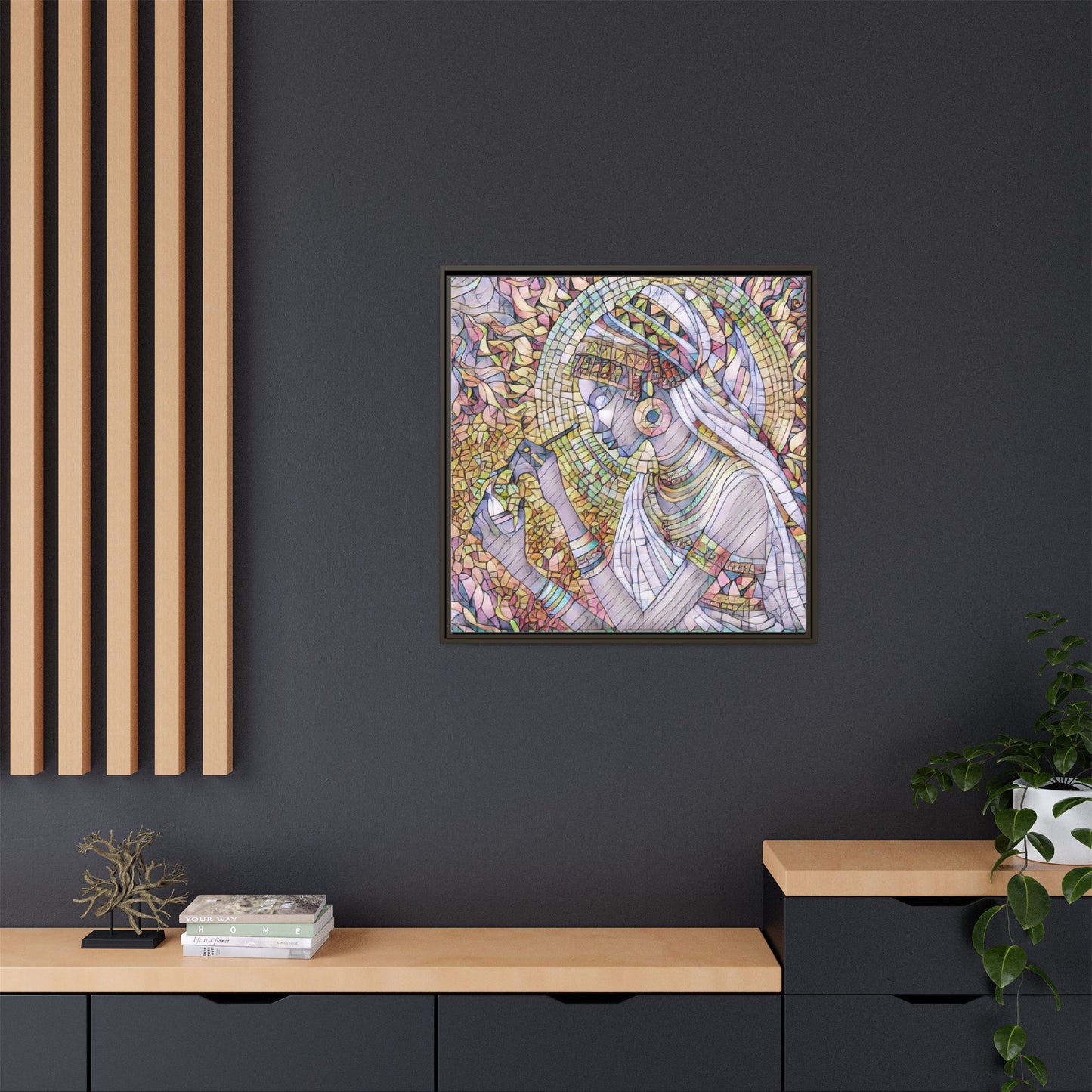 Egyptian Goddess Stained-Glass Matte Canvas (Framed)