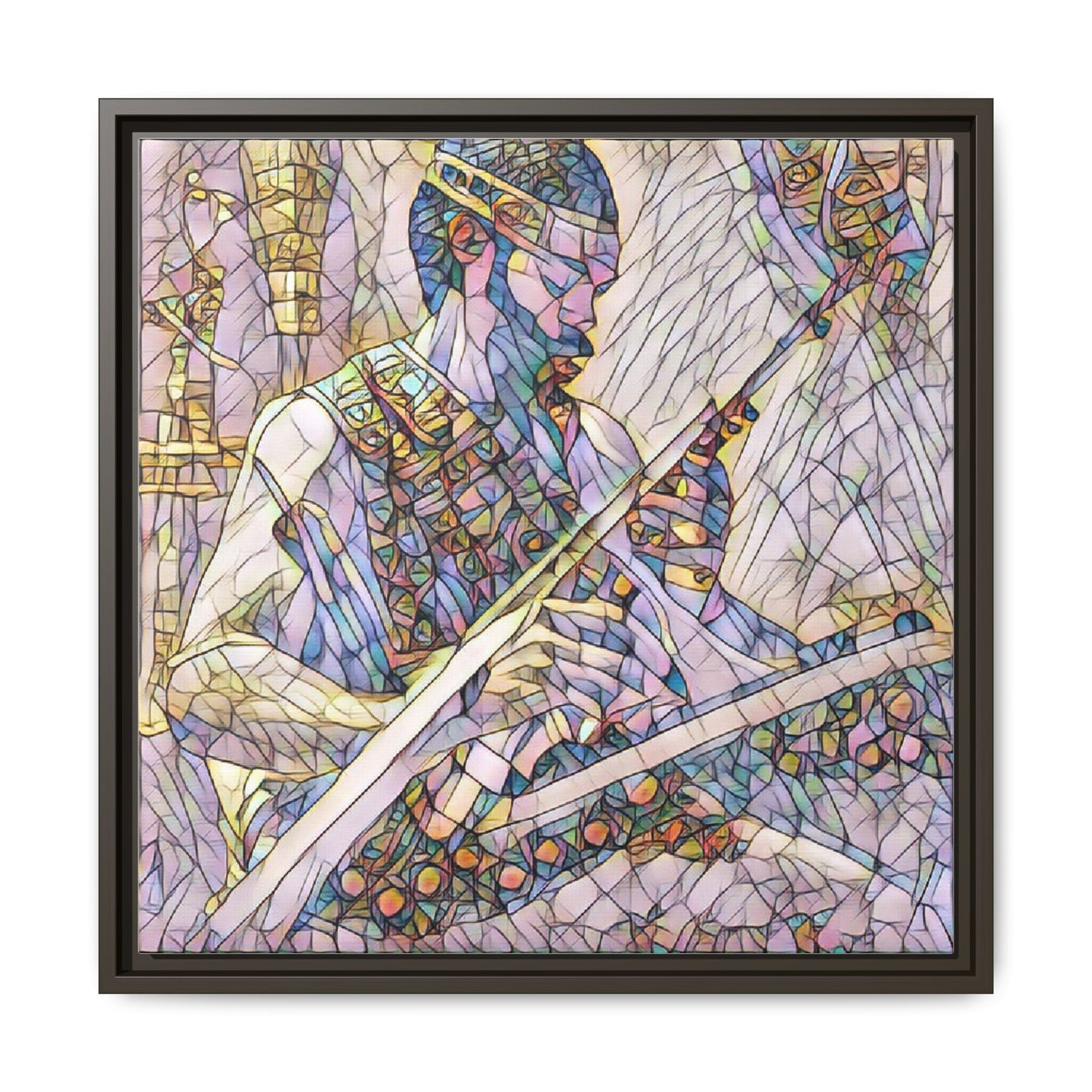Framed Matte Canvas — Abstract Musician Stained-Glass Art Print