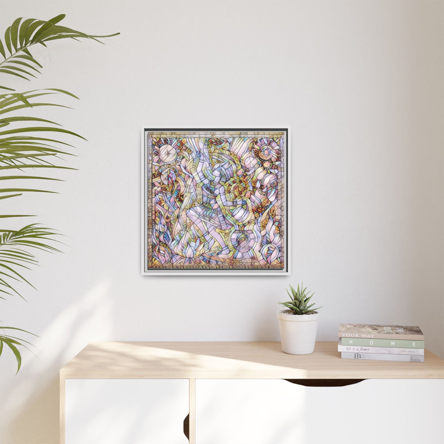 Abstract Stained Glass Dance Matte Framed Canvas