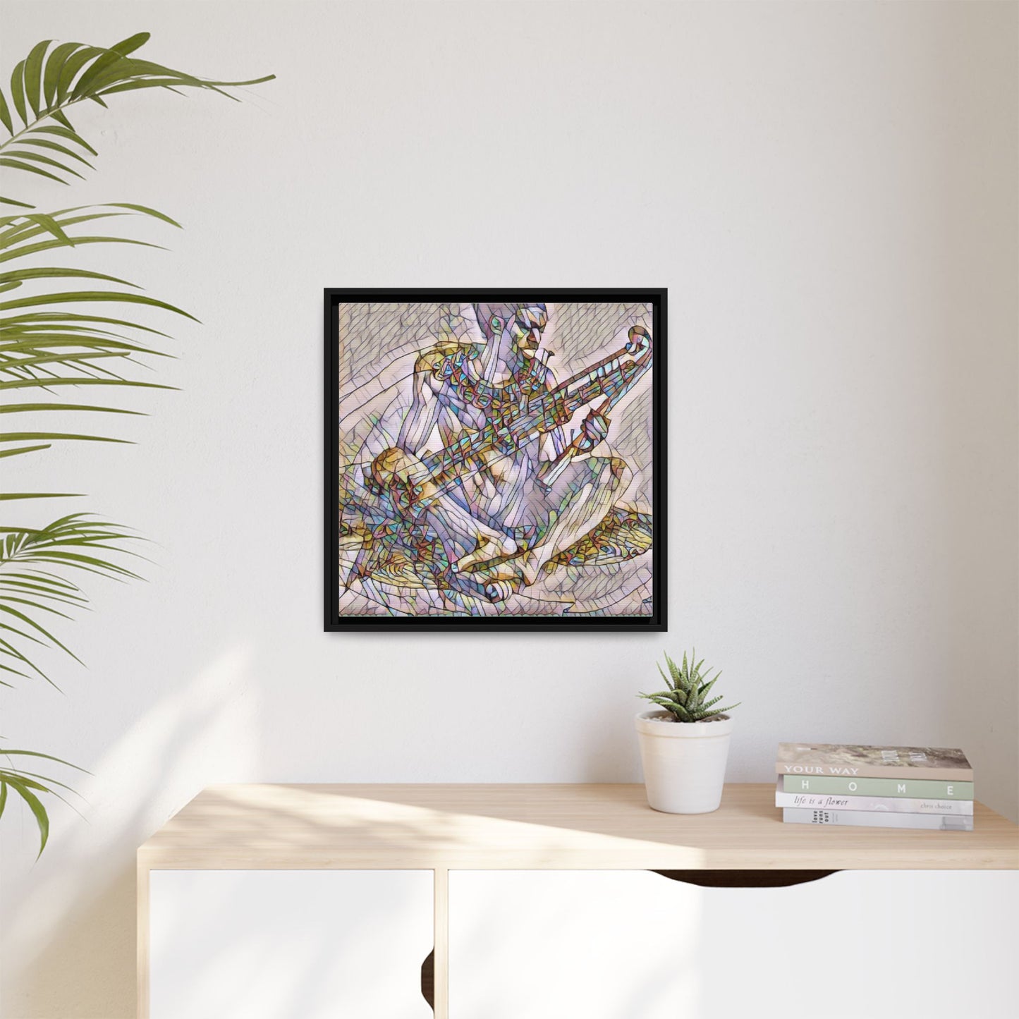 Framed Abstract Musician Canvas Art — Multicolor Modern Wall Decor