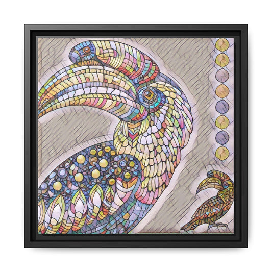 Stained Glass Toucan Framed Matte Canvas — Colorful Tropical Wall Art