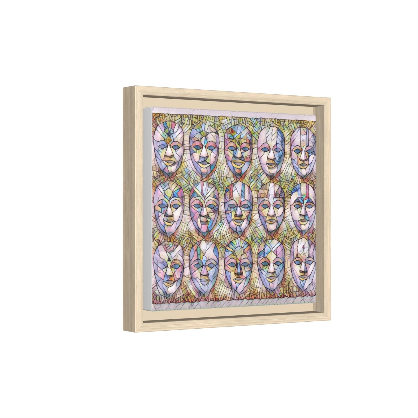 Abstract Mask Art Matte Canvas Print — Framed Multicolor Wall Art