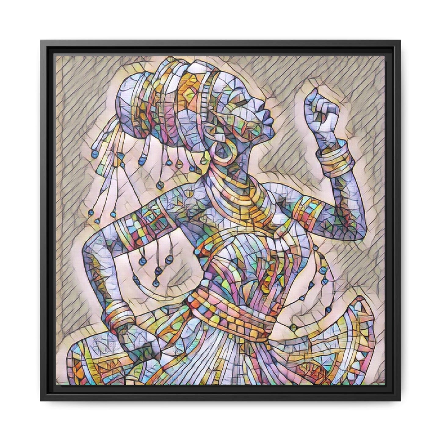 Framed Canvas Art — Colorful Mosaic Dancer