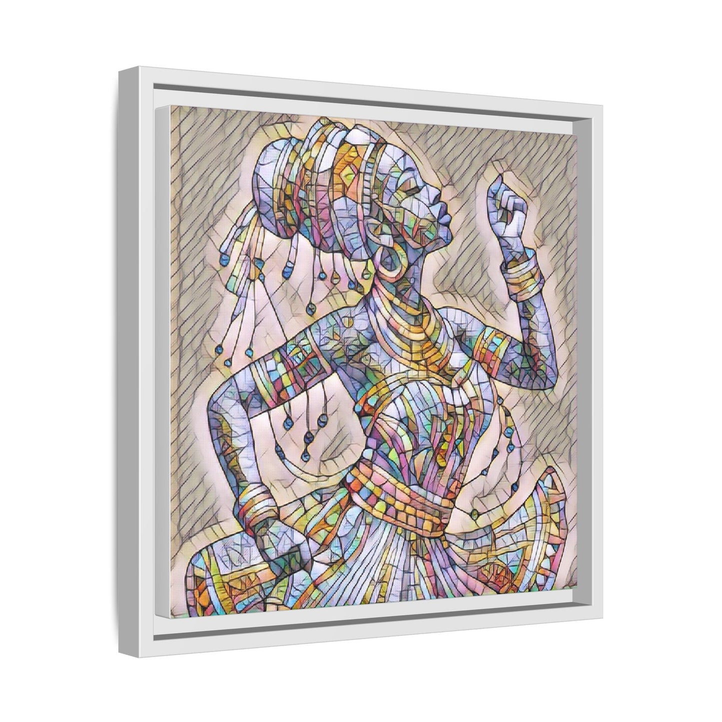 Framed Canvas Art — Colorful Mosaic Dancer