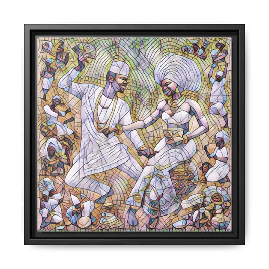 Afrobeat Celebration Matte Framed Canvas — Vibrant Dancers Wall Art