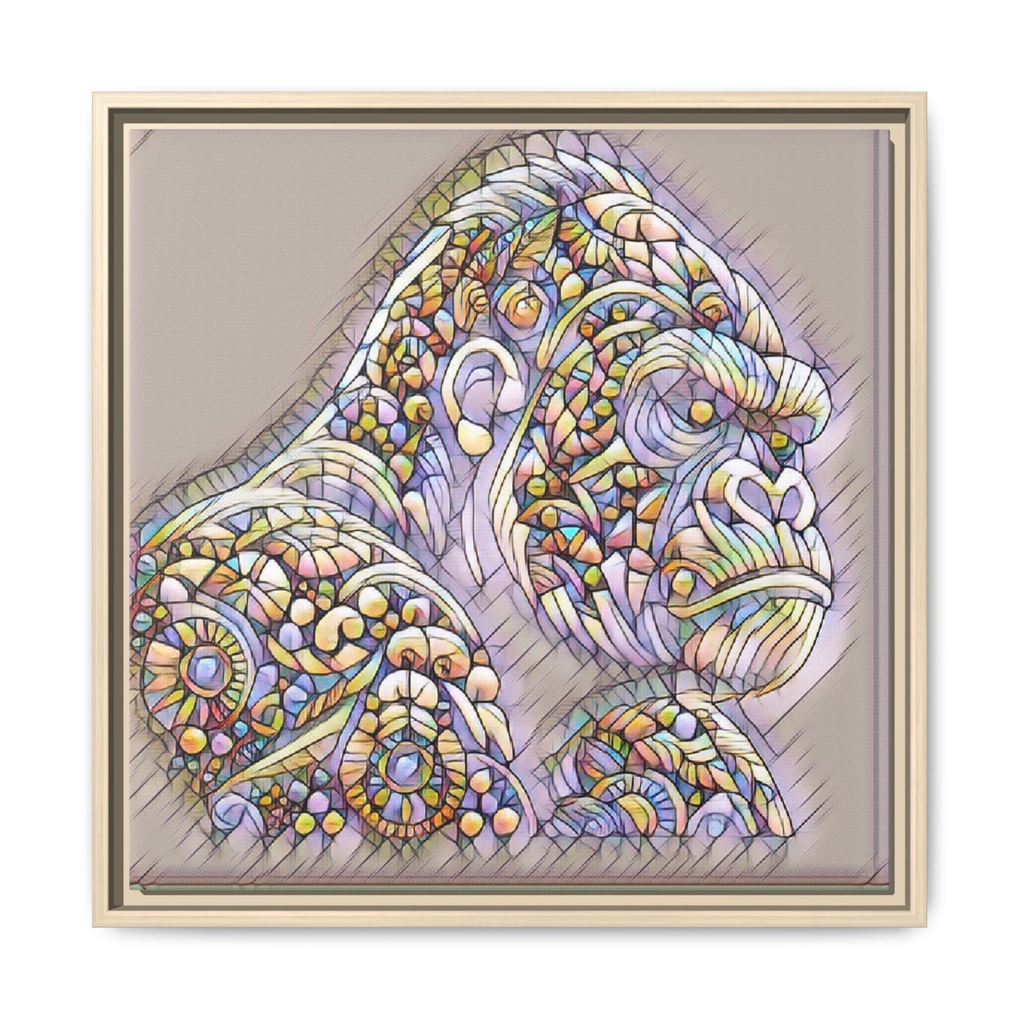 Colorful Ornate Gorilla Matte Canvas Framed Wall Art