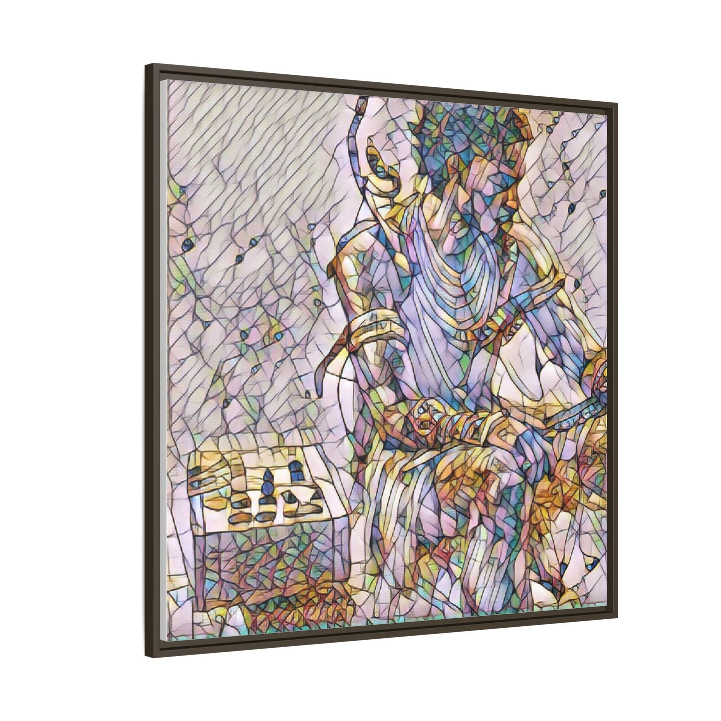 Framed Matte Canvas Art — Abstract Stained-Glass Chess Player