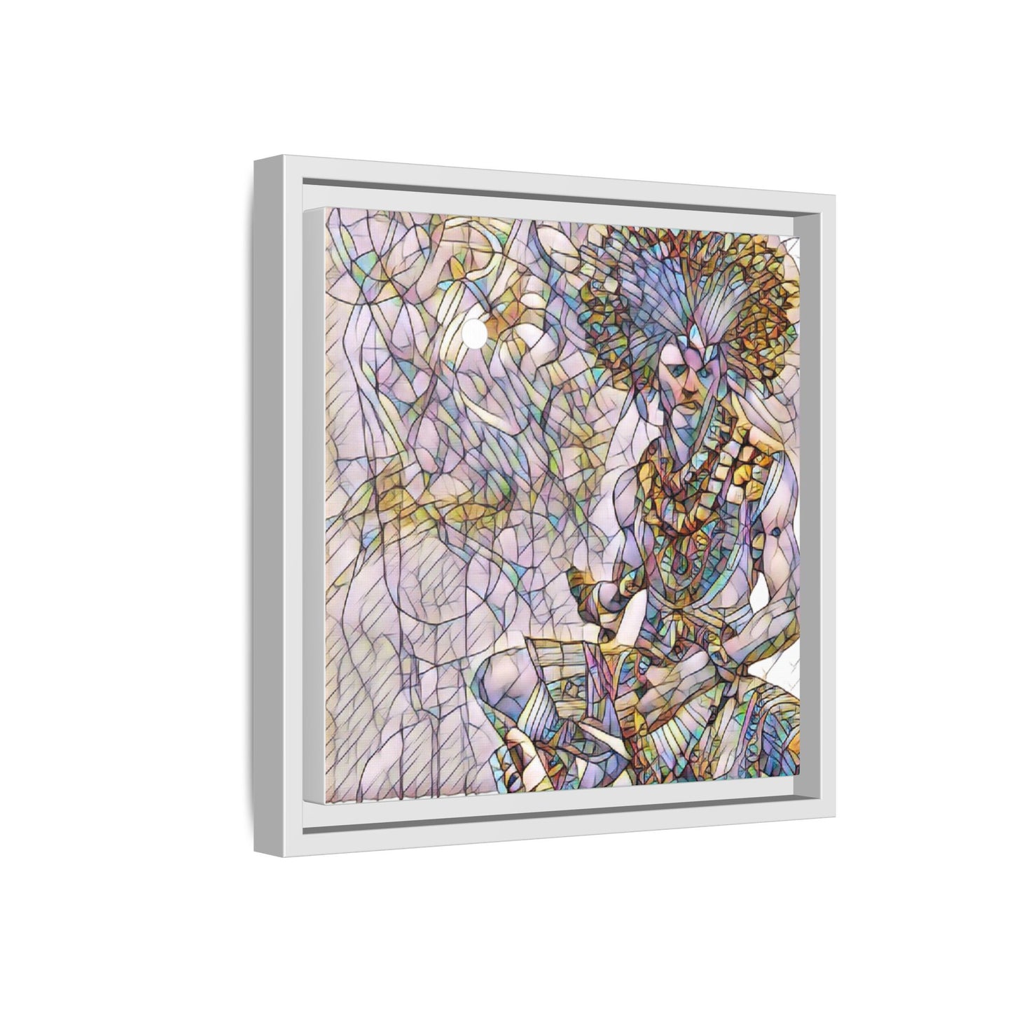 Framed Matte Canvas Art — Colorful Tribal Warrior Illustration