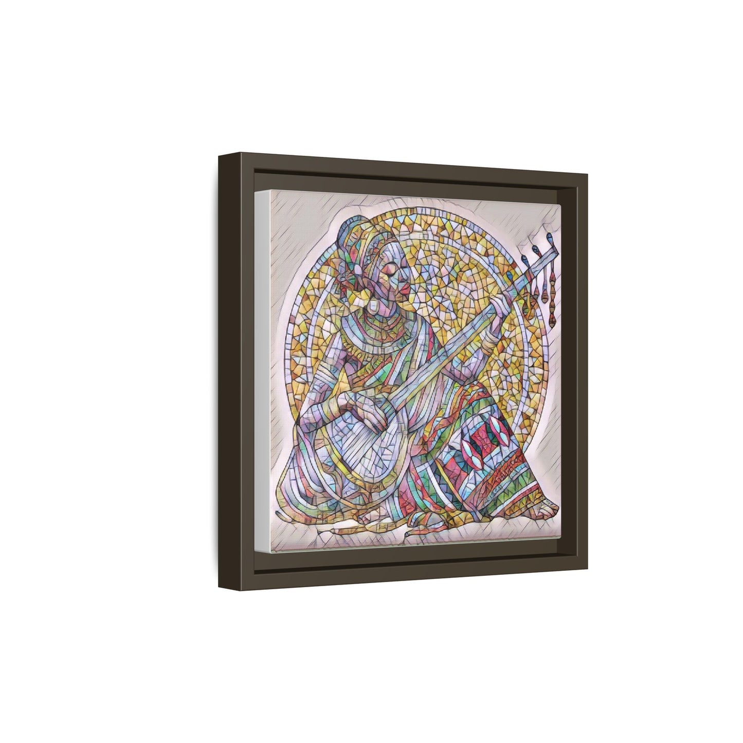 Framed Canvas Art - Colorful Mosaic Musician Wall Decor