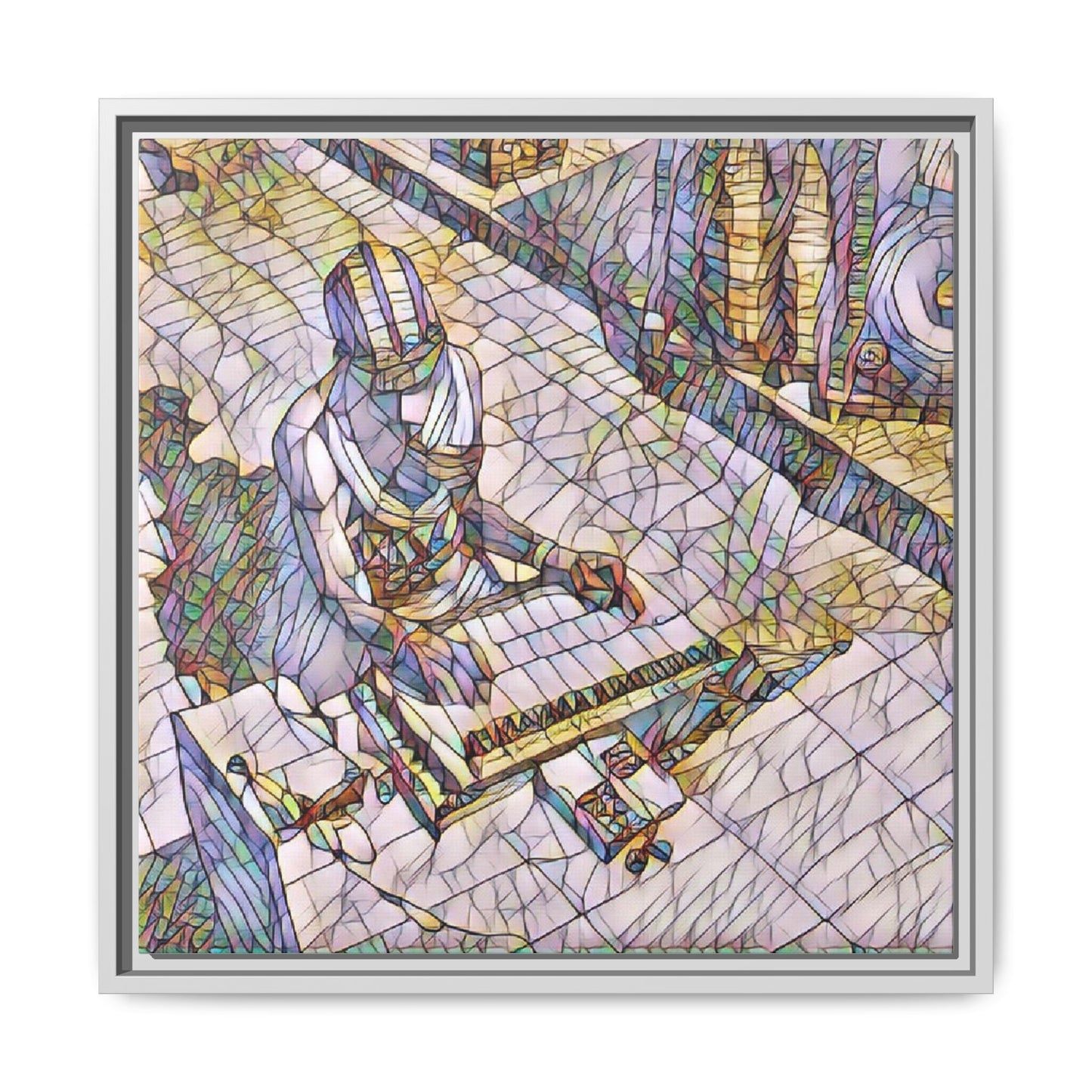 Abstract DJ Skateboarder Matte Framed Canvas – Colorful Urban Music Art Print