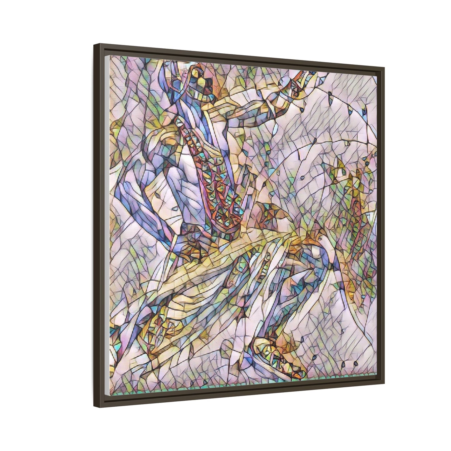 Abstract Stained-Glass Dancers — Framed Matte Canvas Art