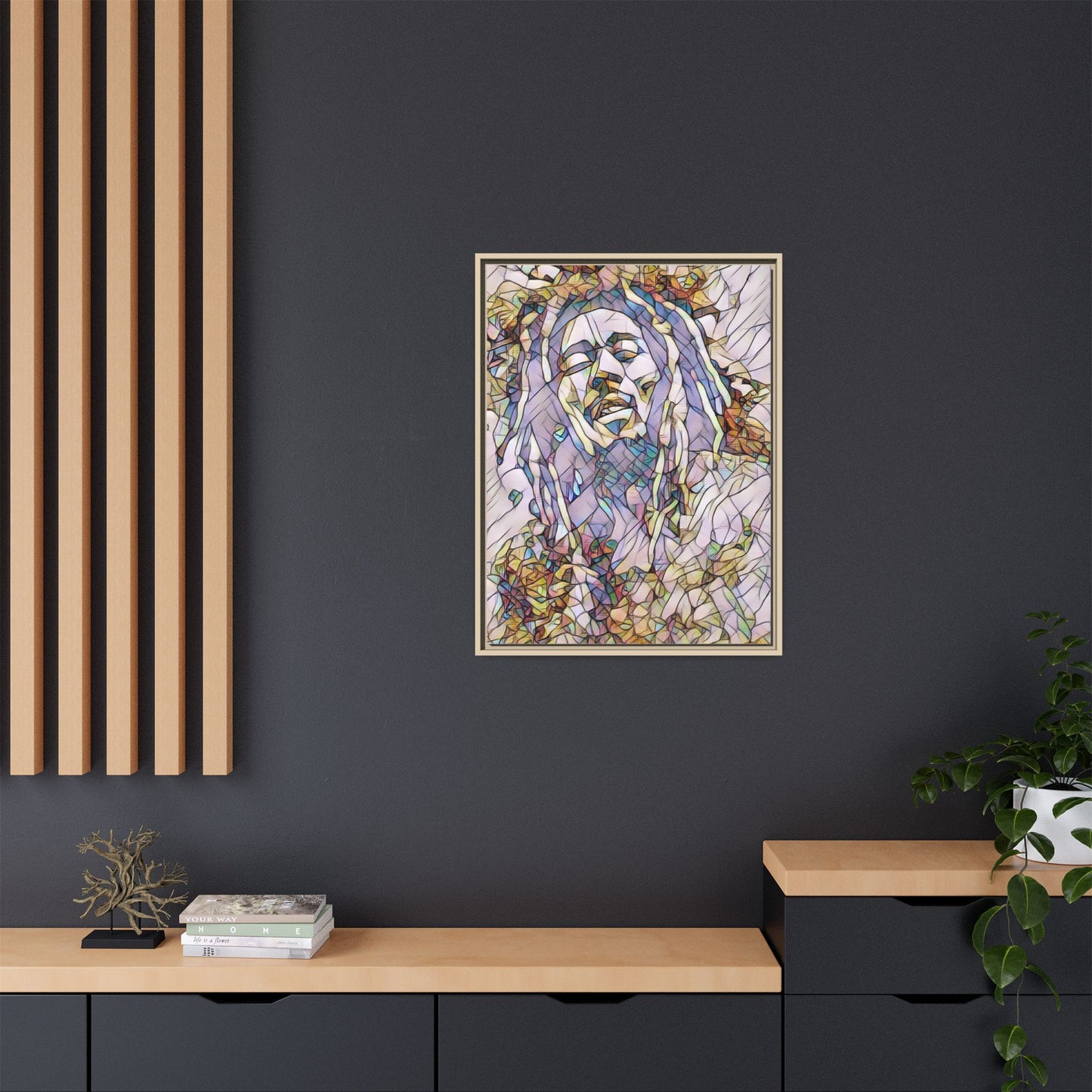 Abstract Multicolor Portrait Matte Canvas Framed Wall Art