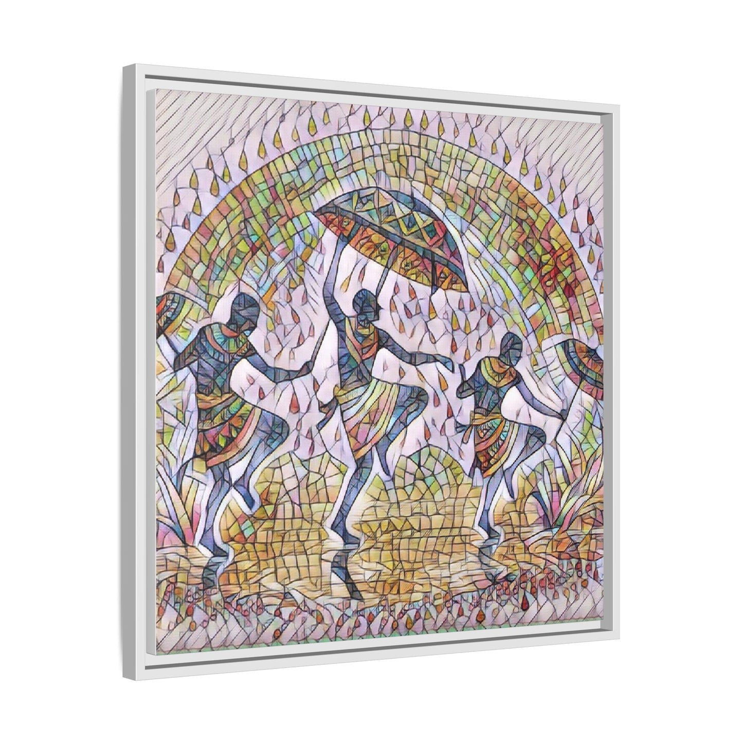 Framed Canvas Art — Colorful African Dance Mosaic