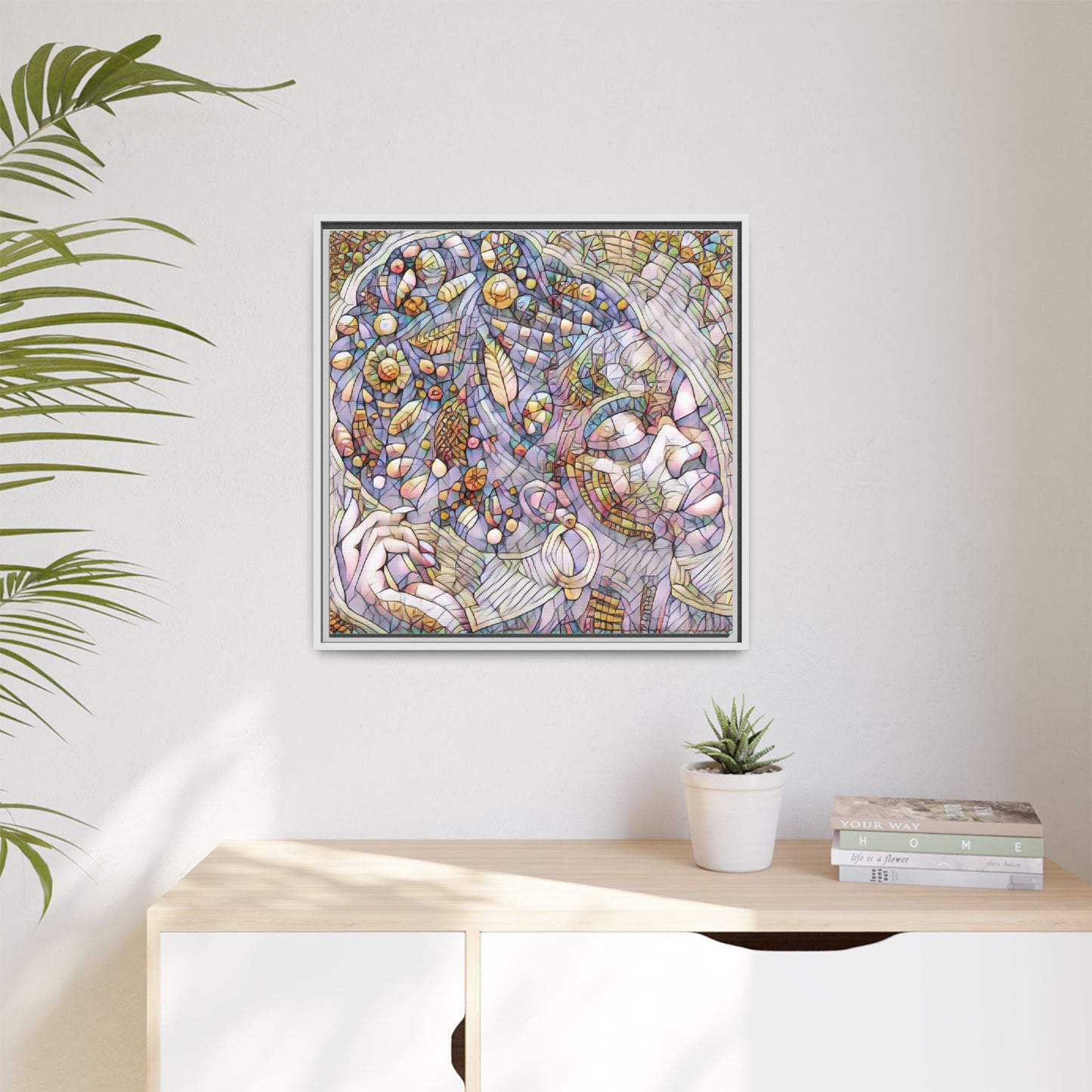 Bohemian Mosaic Woman Matte Canvas Framed Wall Art