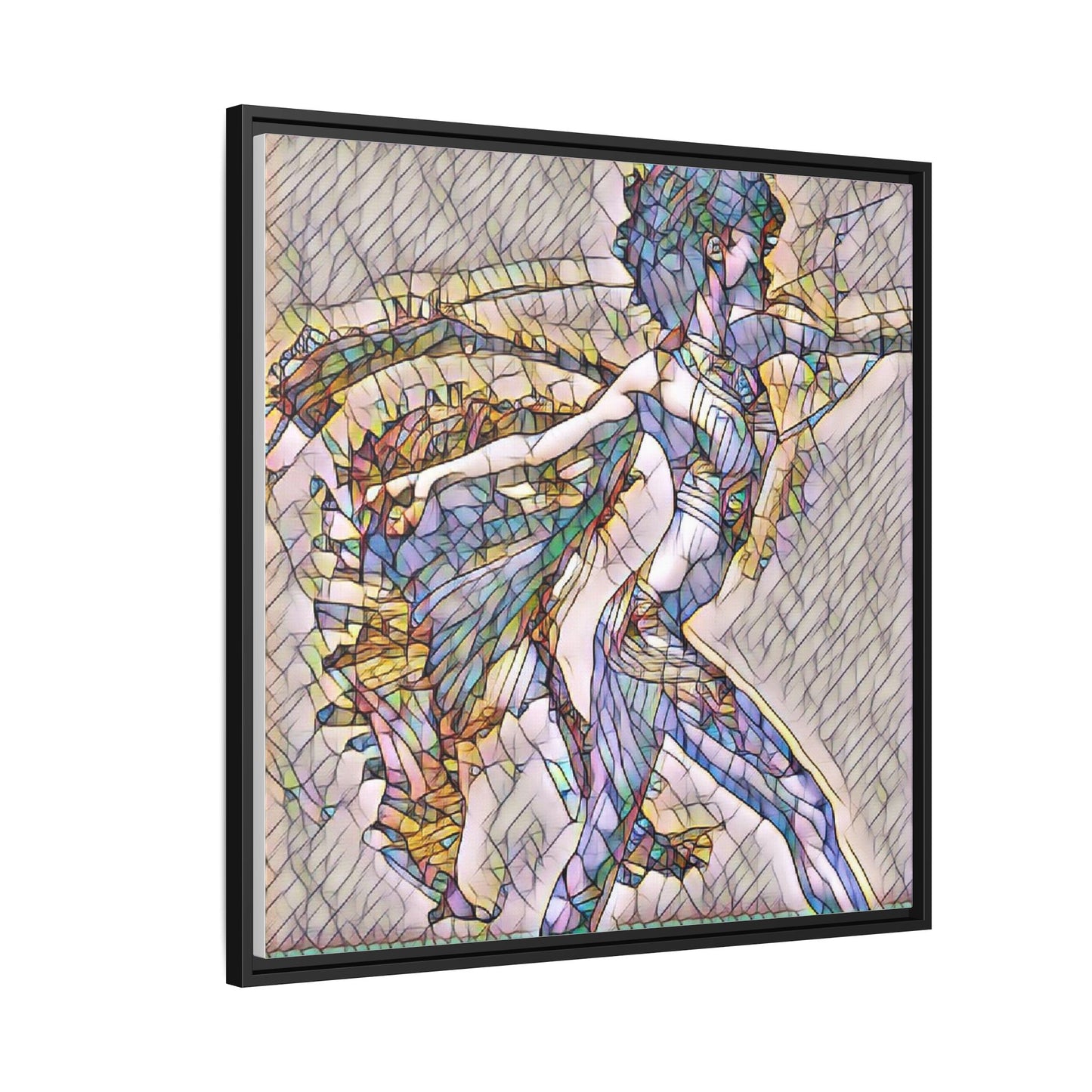 Abstract Stained-Glass Dancer Framed Canvas Art