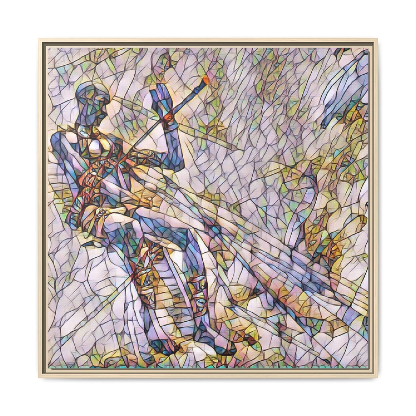 Abstract Stained-Glass Warrior Framed Canvas