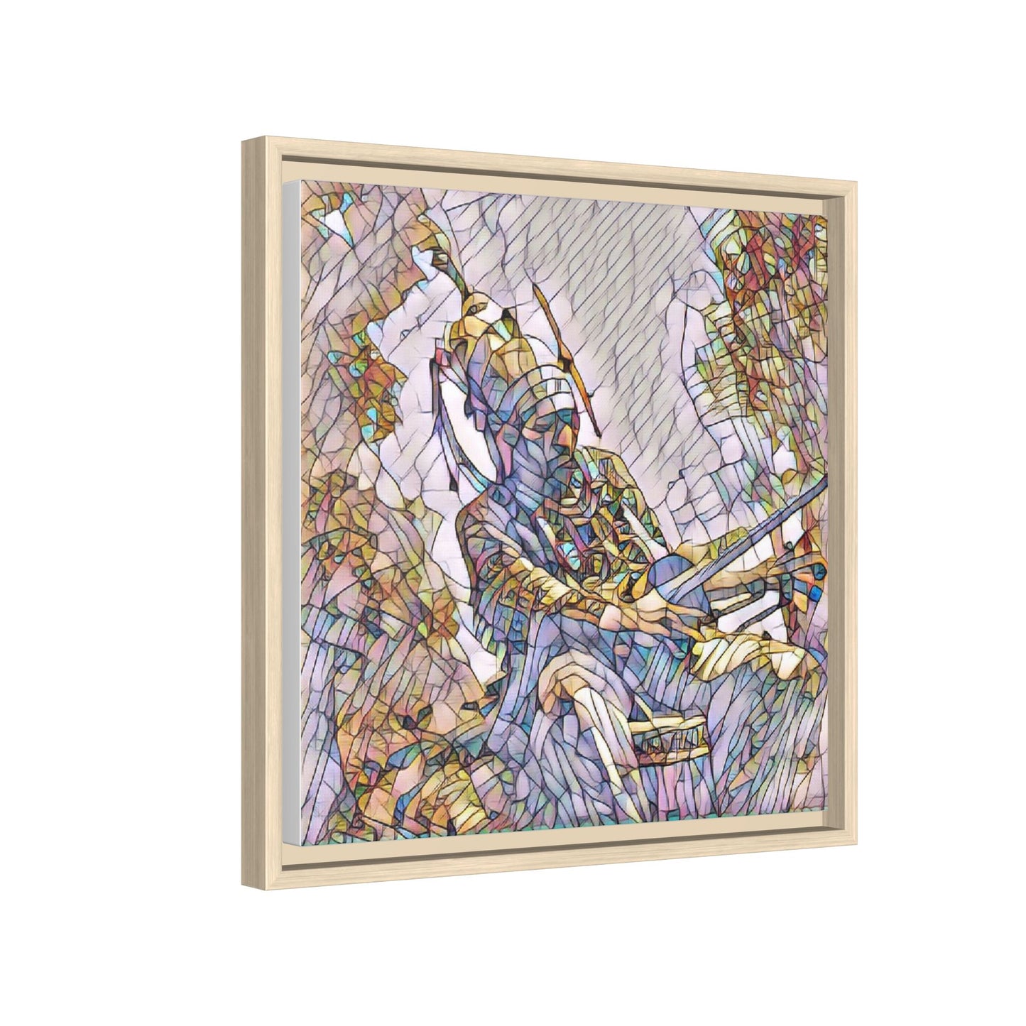 Framed Archery Canvas Print — Stained-Glass Archer Wall Art