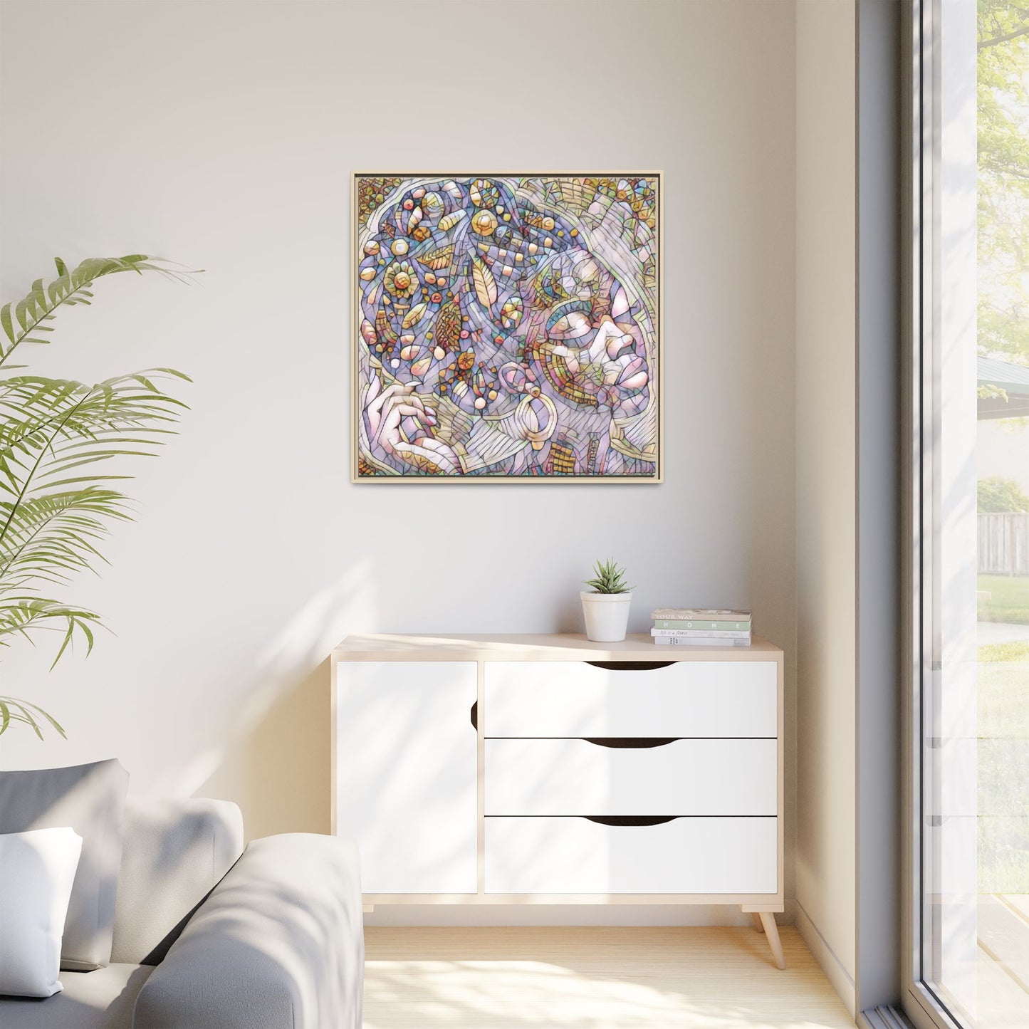 Bohemian Mosaic Woman Matte Canvas Framed Wall Art
