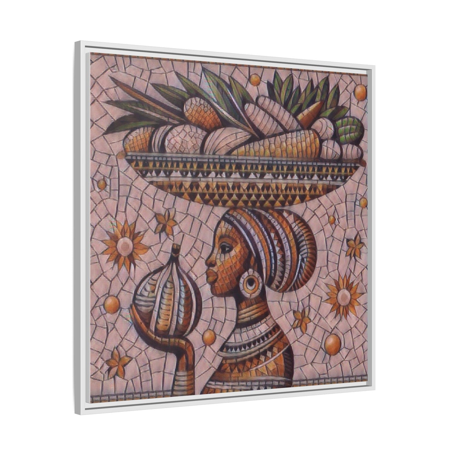 Egyptian Mosaic Goddess Matte Framed Canvas Wall Art