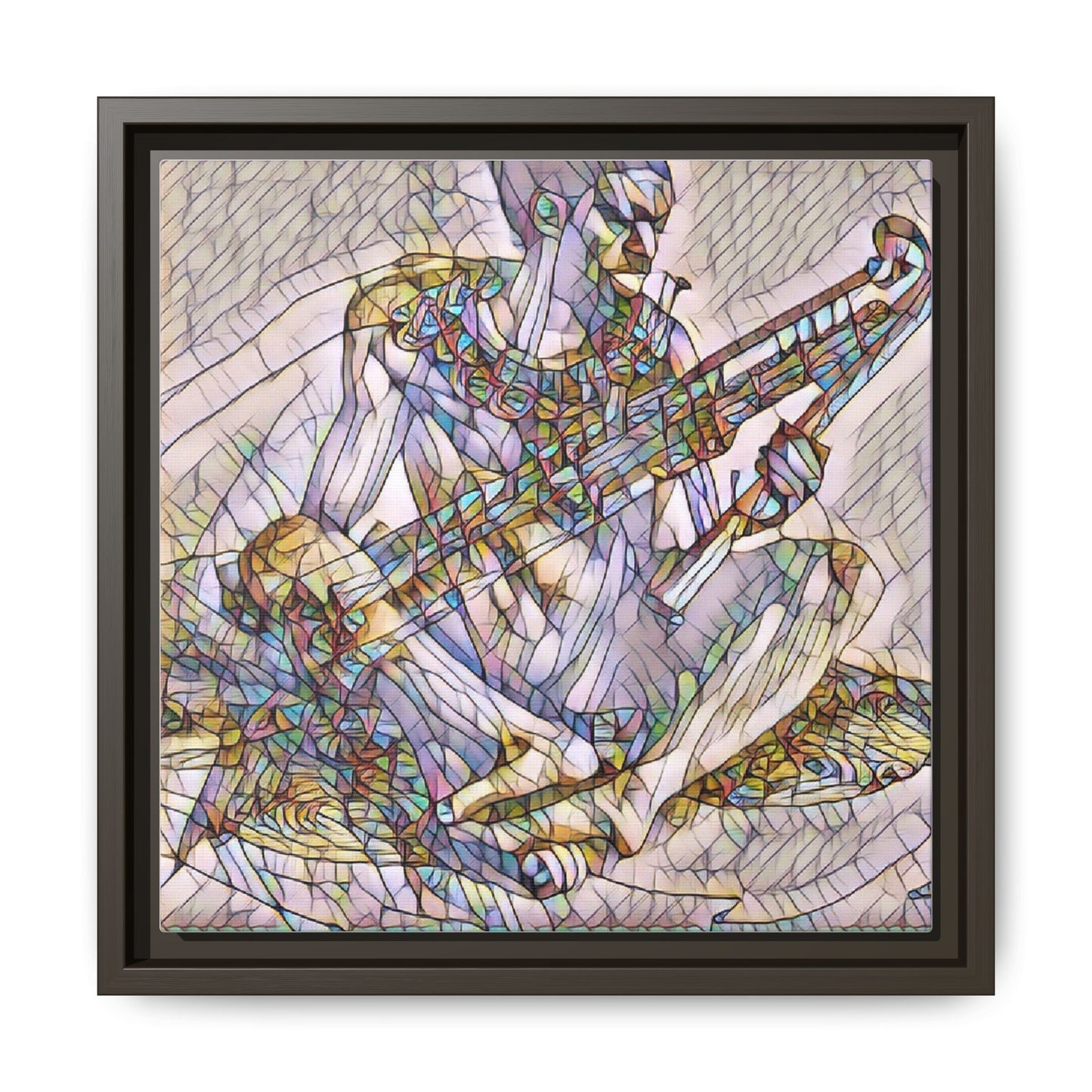 Framed Abstract Musician Canvas Art — Multicolor Modern Wall Decor