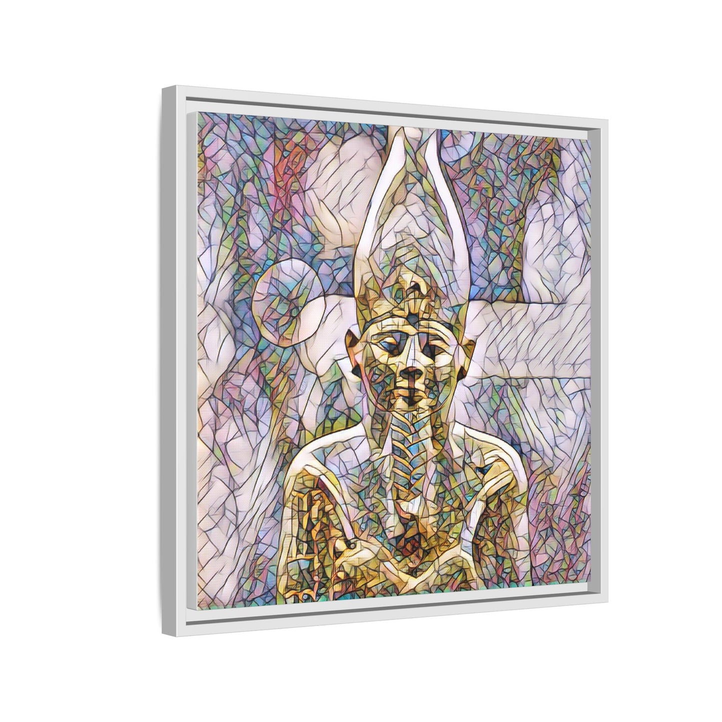 Egyptian Pharaoh Stained-Glass Style Matte Canvas Print, Framed