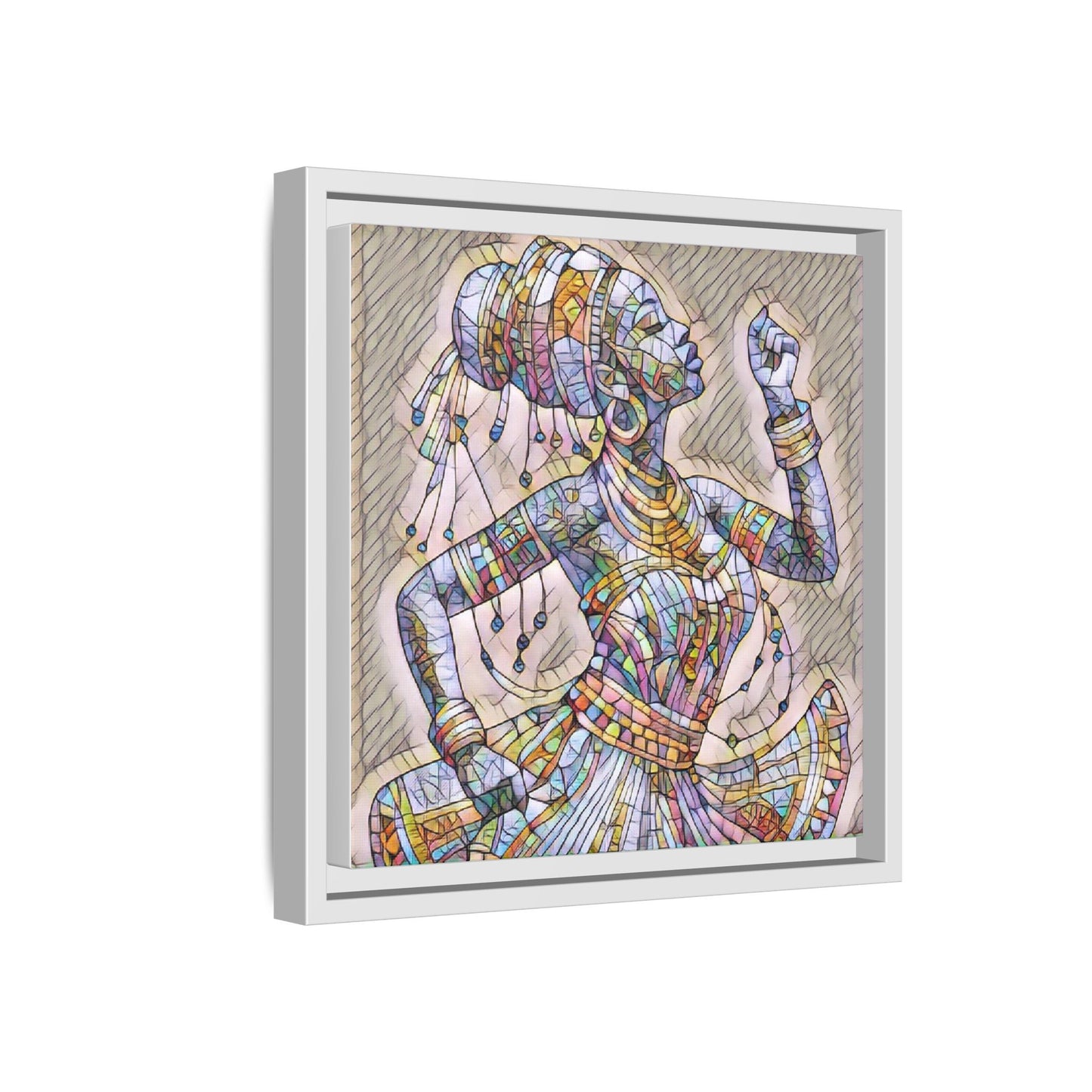 Framed Canvas Art — Colorful Mosaic Dancer