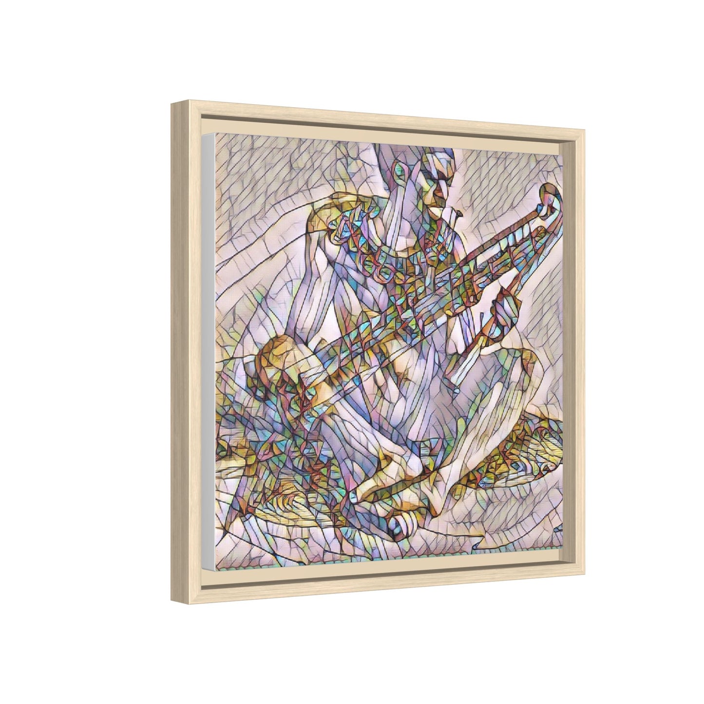 Framed Abstract Musician Canvas Art — Multicolor Modern Wall Decor
