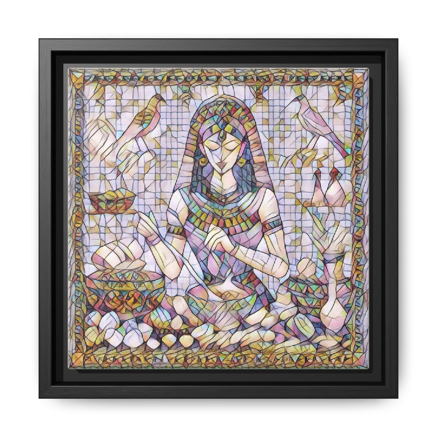 Egyptian Goddess Mosaic Framed Canvas Art