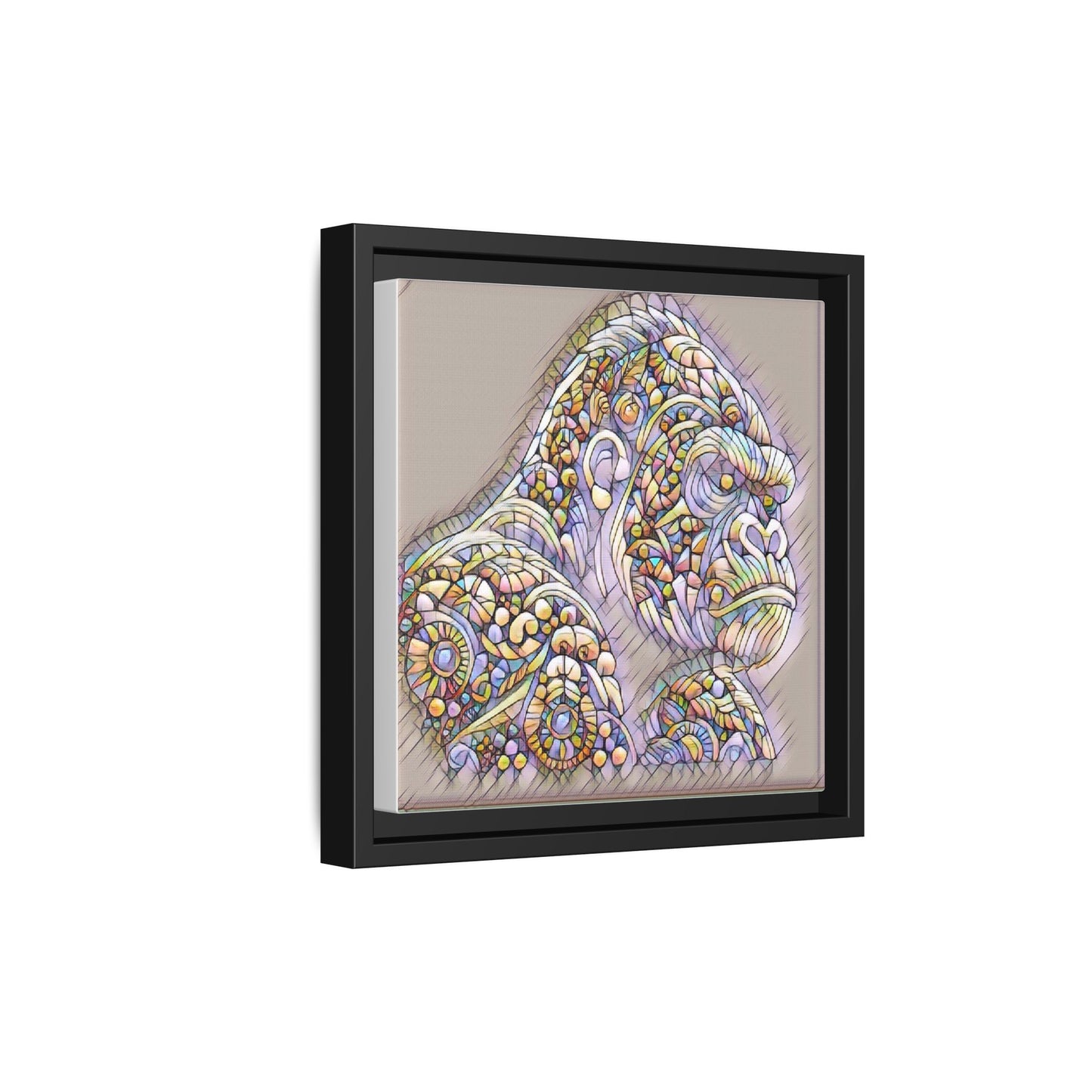 Colorful Ornate Gorilla Matte Canvas Framed Wall Art