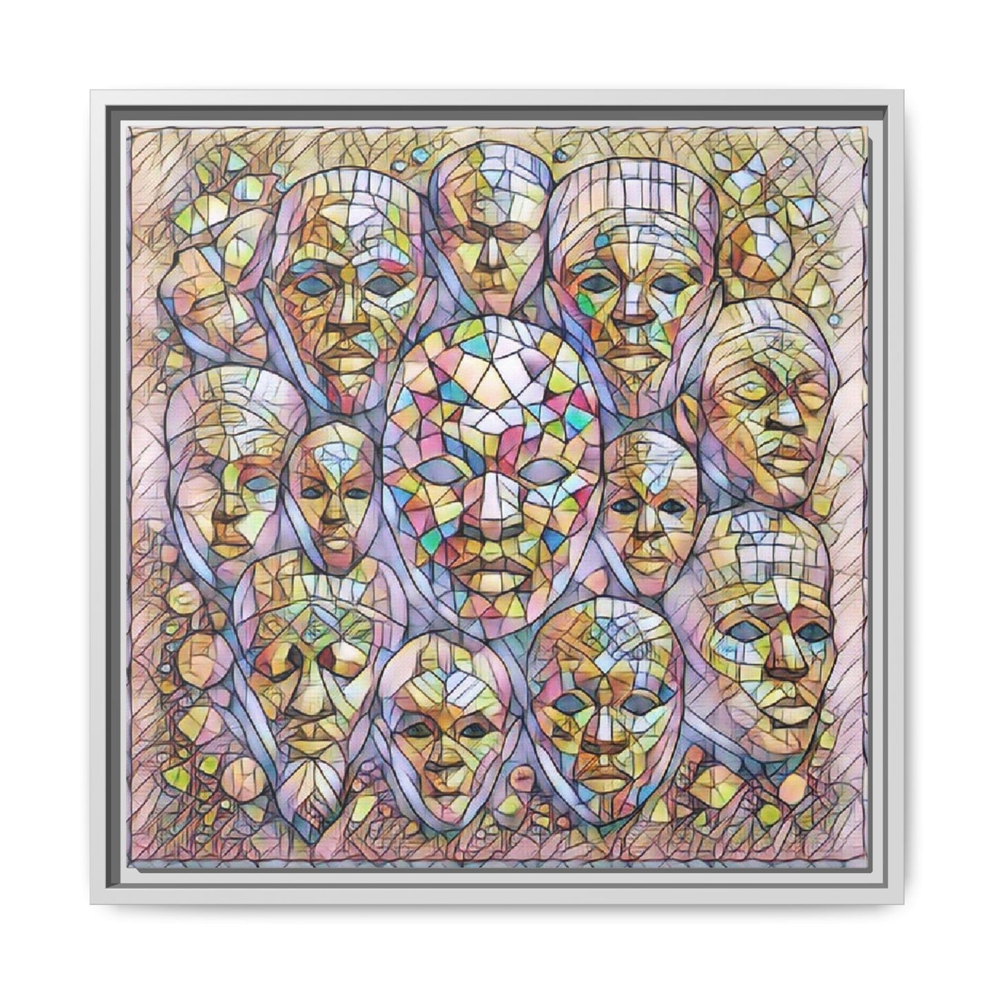 Framed Art Print — Mosaic Faces Matte Canvas