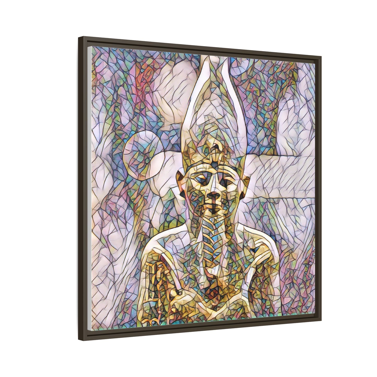 Egyptian Pharaoh Stained-Glass Style Matte Canvas Print, Framed
