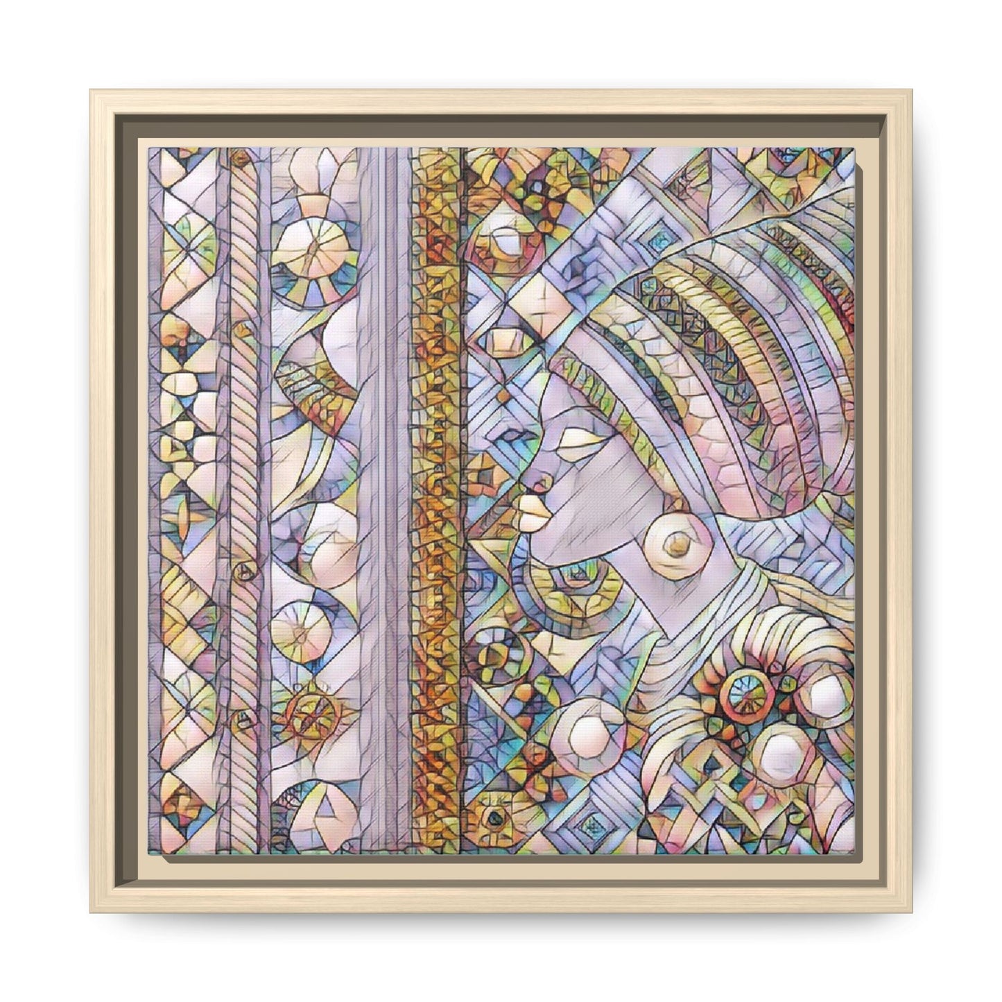 Afrocentric Stained-Glass Portrait Matte Framed Canvas