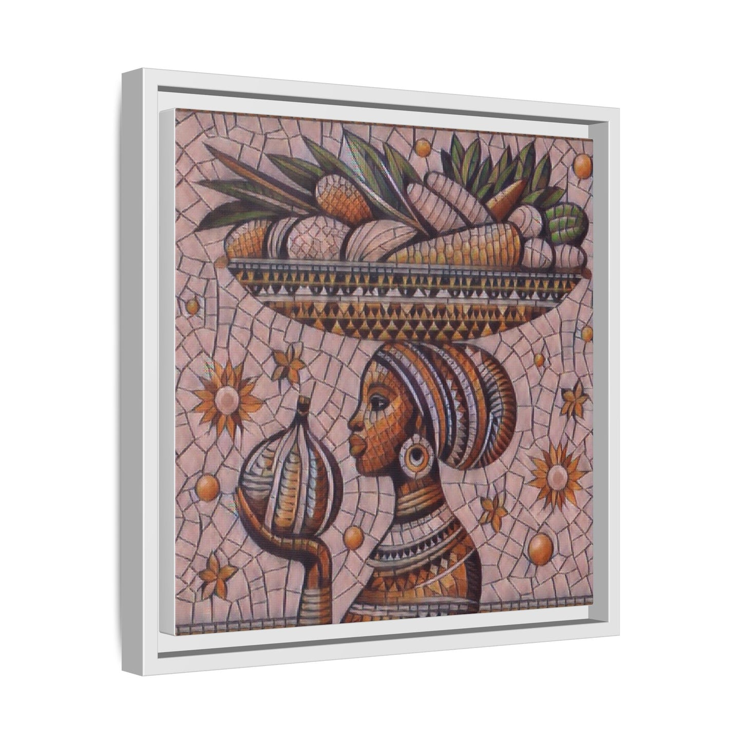 Egyptian Mosaic Goddess Matte Framed Canvas Wall Art
