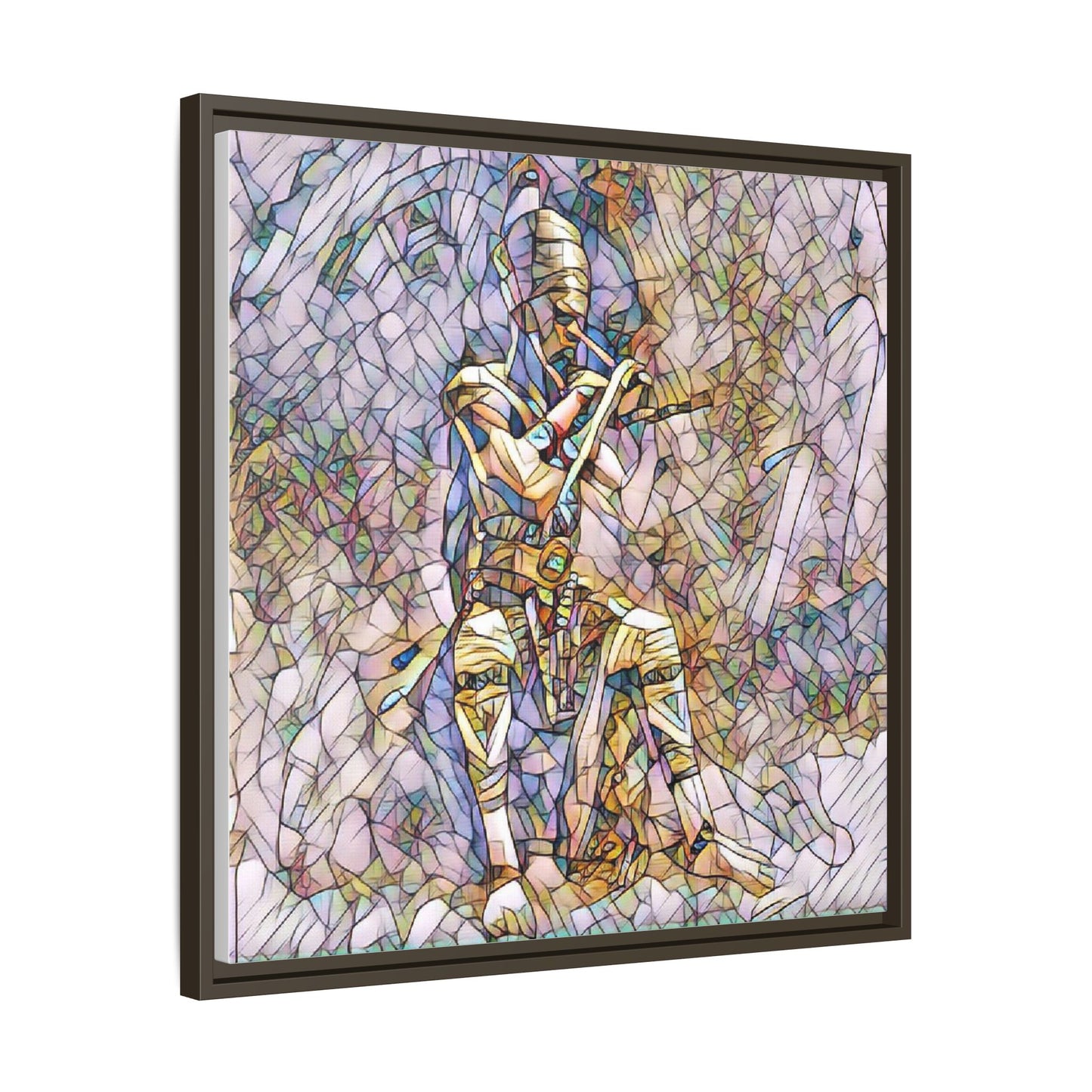 Framed Matte Canvas - Stained Glass Knight Artwork