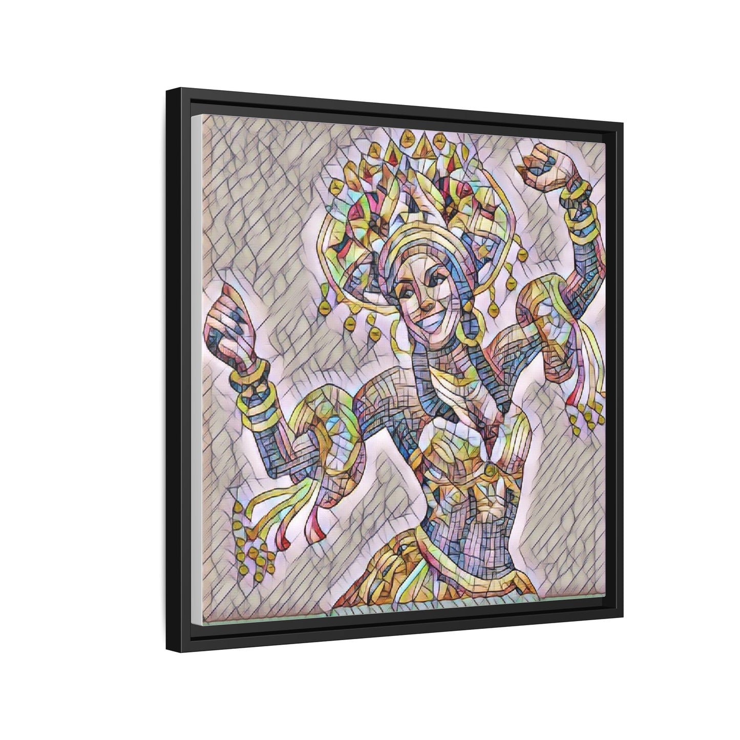 Framed Matte Canvas: Colorful Carnival Dancer Artwork – Vibrant Ethnic Dance Wall Art