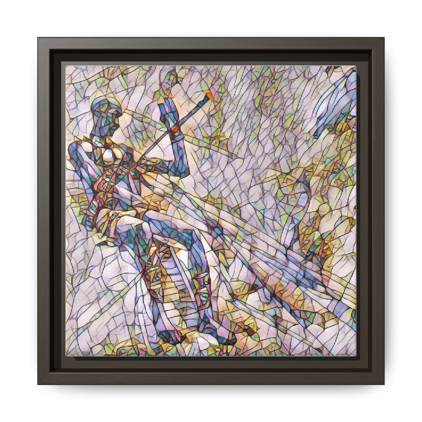Abstract Stained-Glass Warrior Framed Canvas