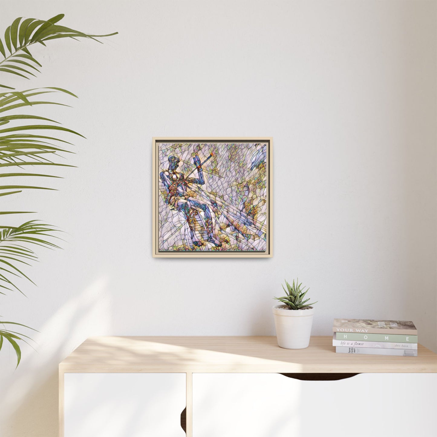 Abstract Stained-Glass Warrior Framed Canvas