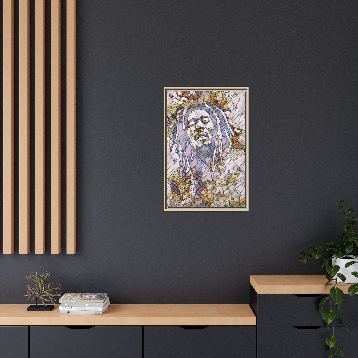 Abstract Multicolor Portrait Matte Canvas Framed Wall Art