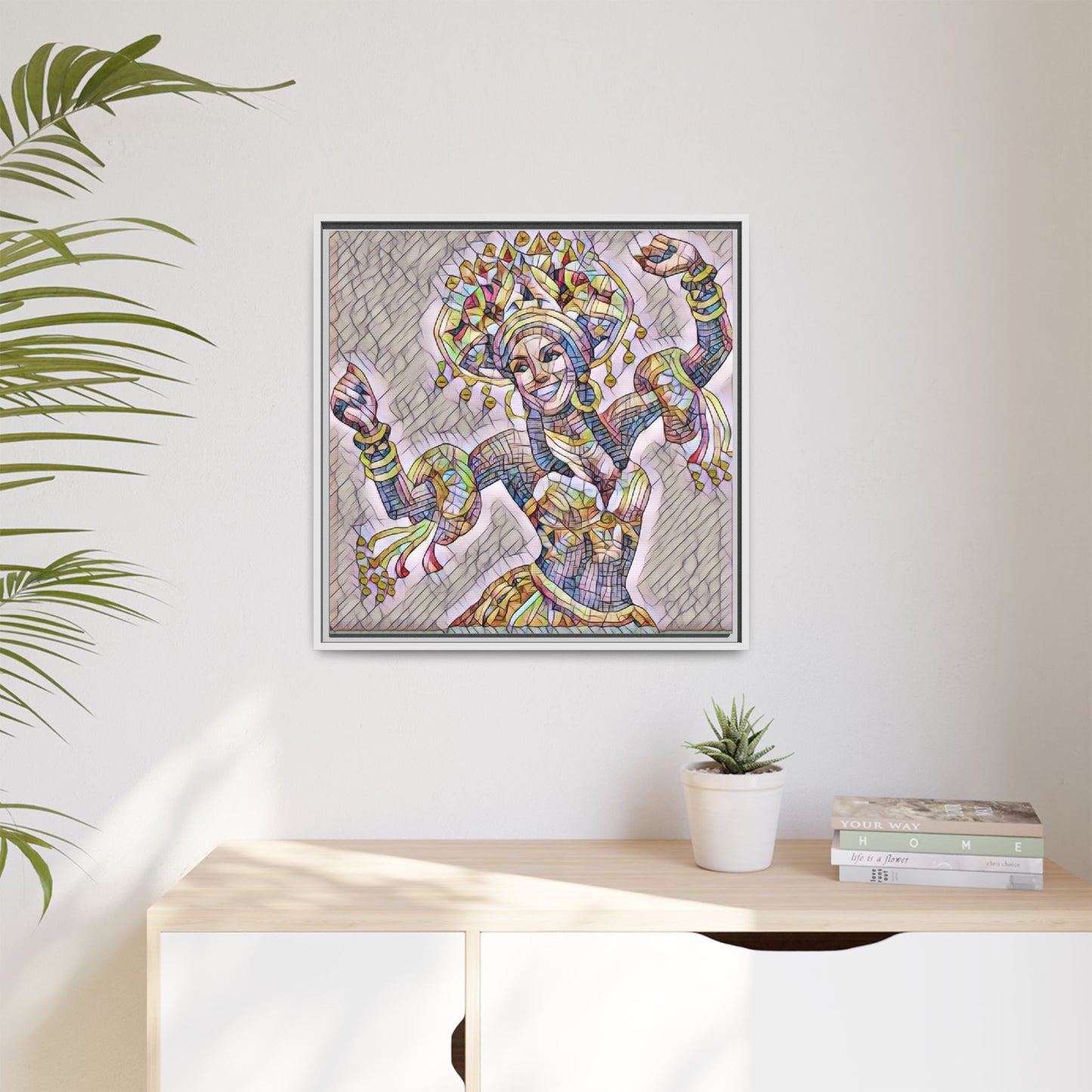 Framed Matte Canvas: Colorful Carnival Dancer Artwork – Vibrant Ethnic Dance Wall Art