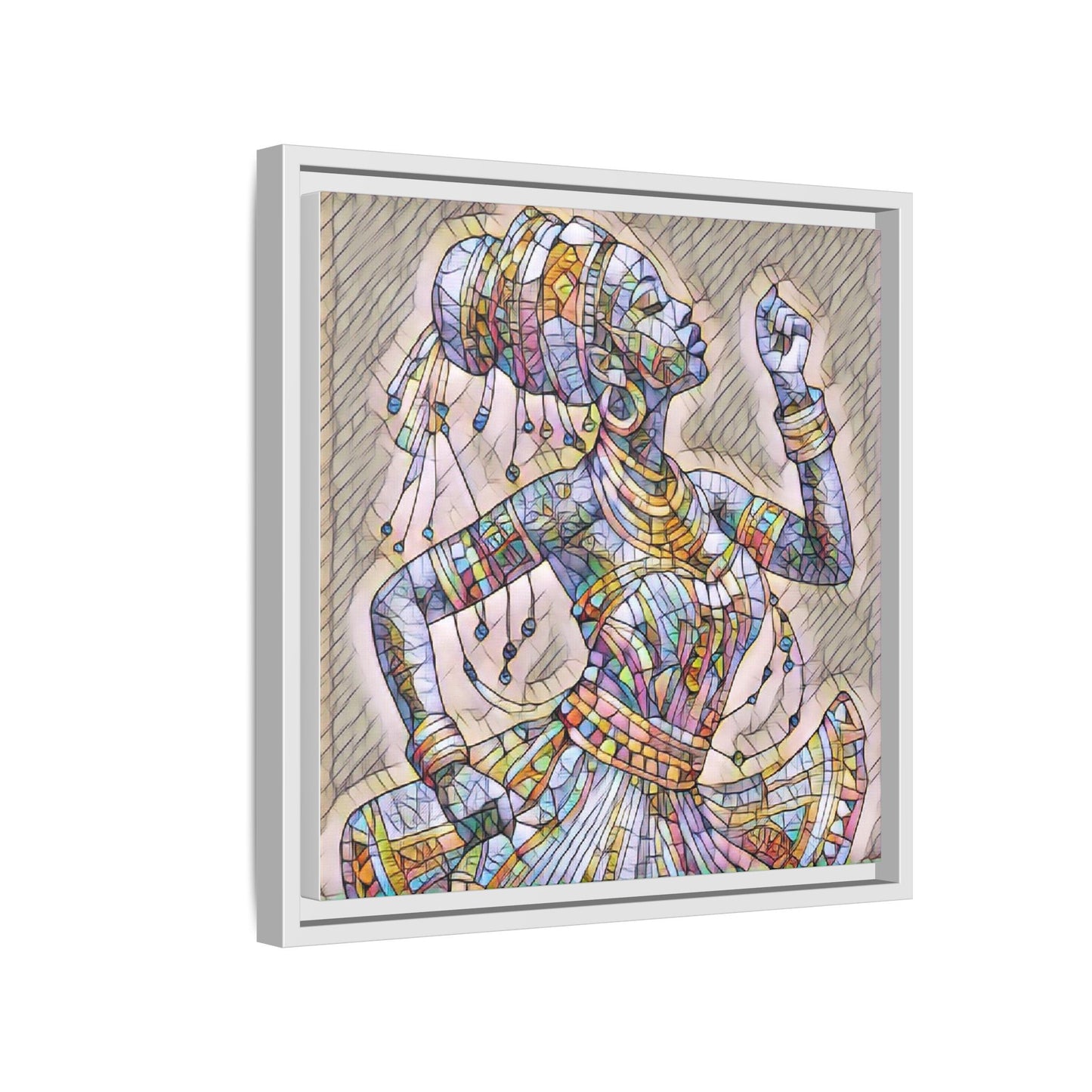 Framed Canvas Art — Colorful Mosaic Dancer