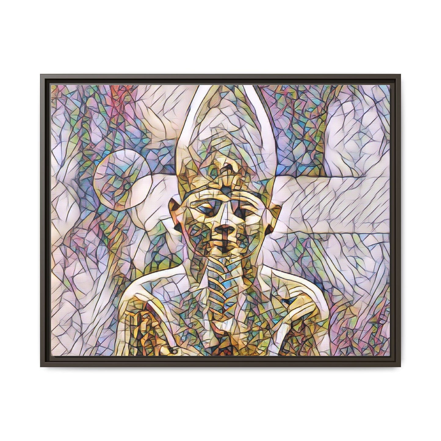 Egyptian Pharaoh Stained-Glass Style Matte Canvas Print, Framed
