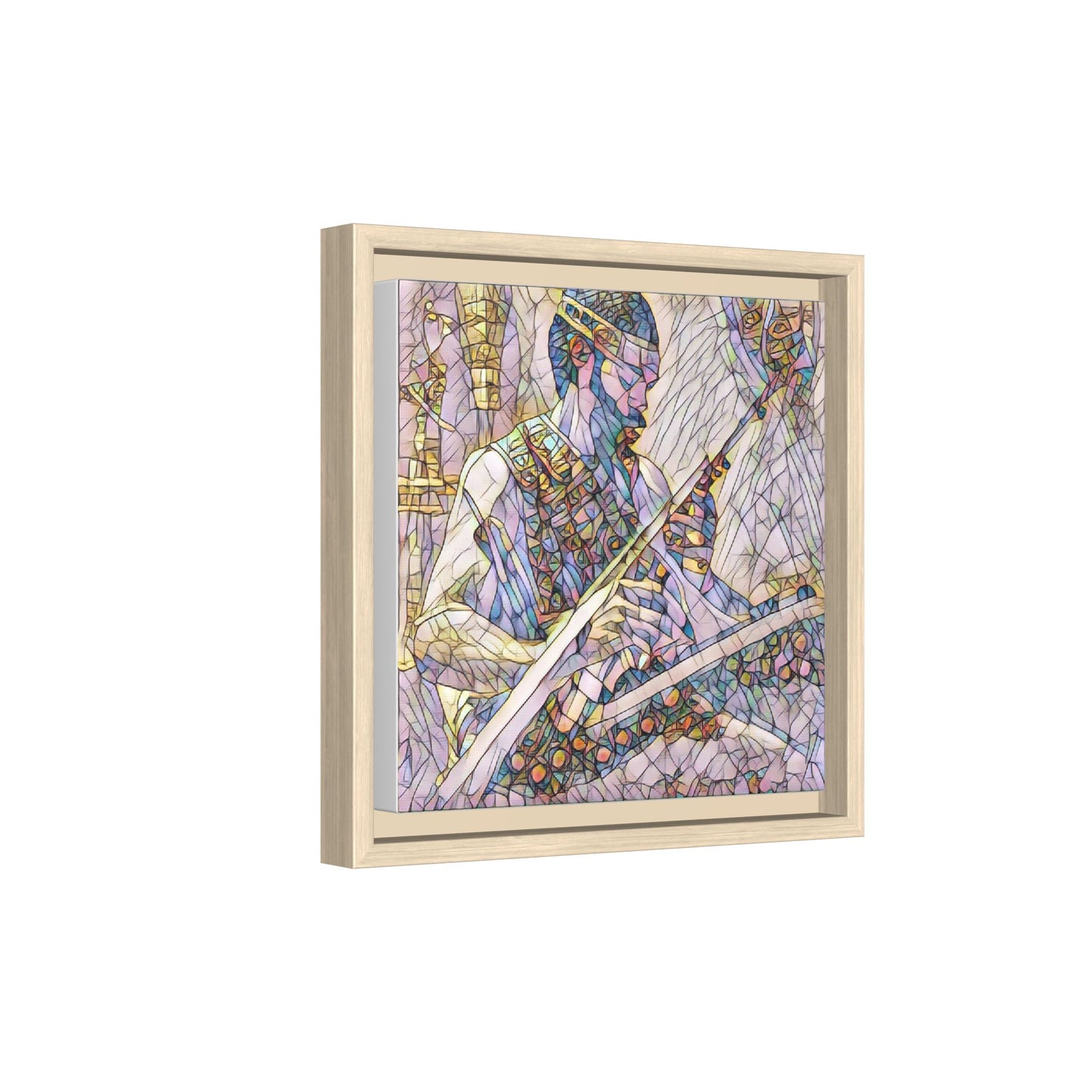 Framed Matte Canvas — Abstract Musician Stained-Glass Art Print