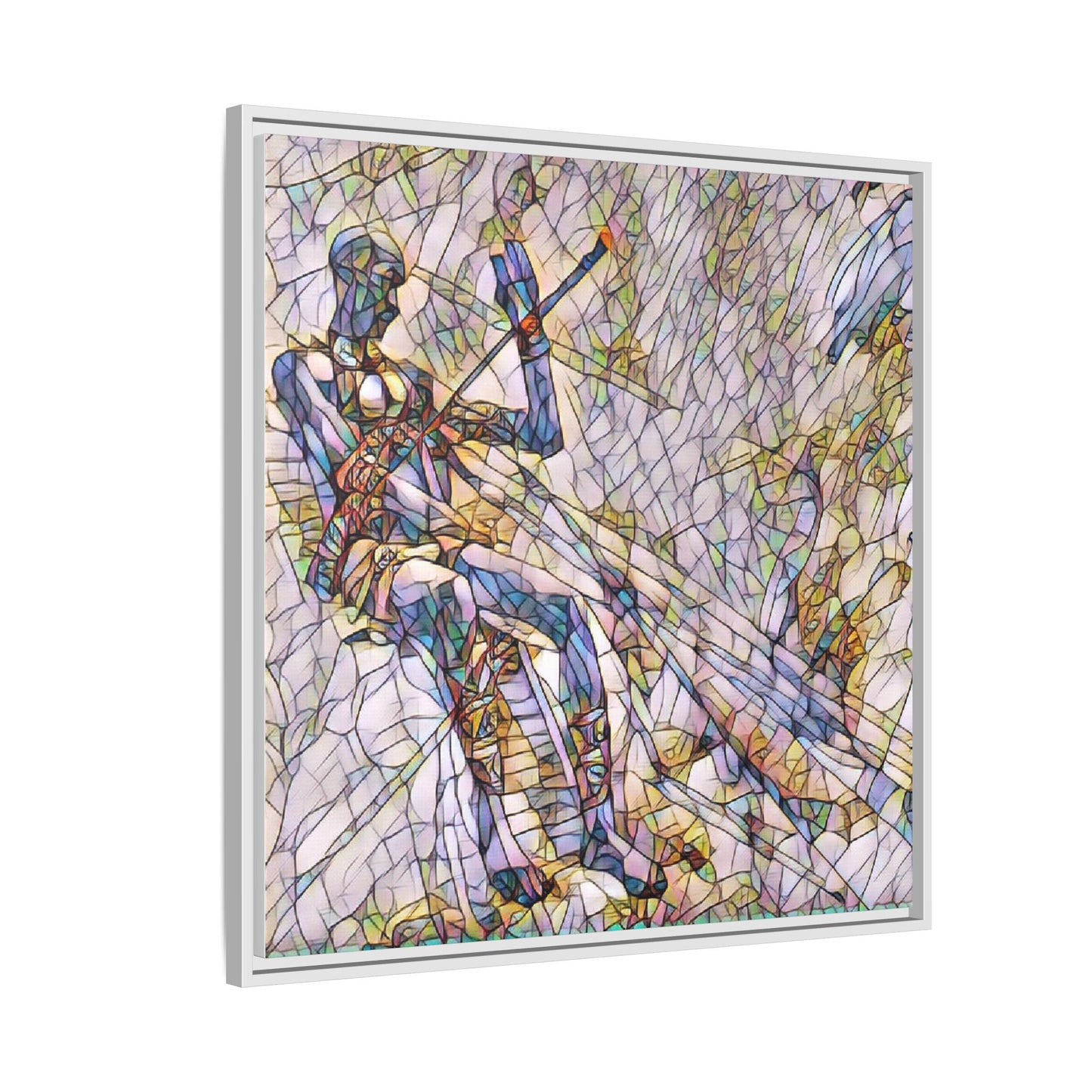 Abstract Stained-Glass Warrior Framed Canvas
