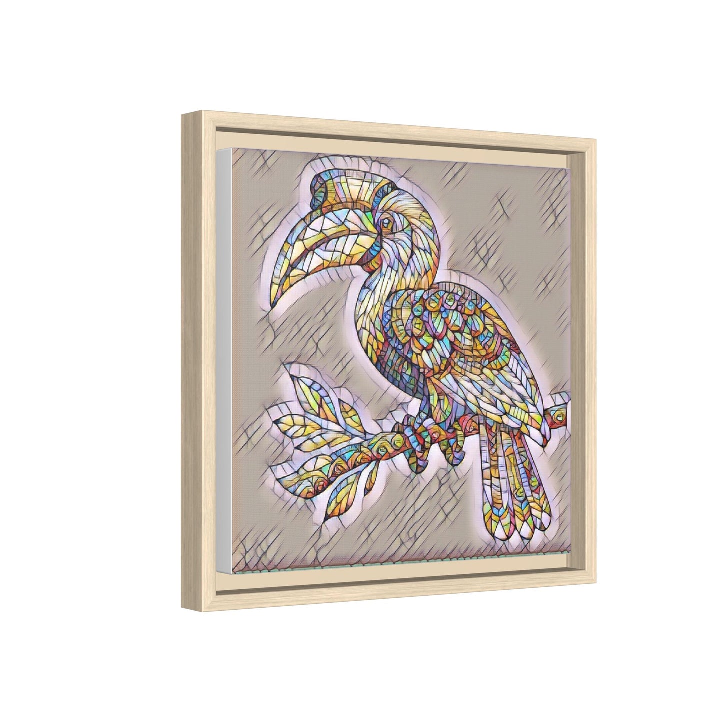 Colorful Stained Glass Toucan Matte Canvas Framed Wall Art