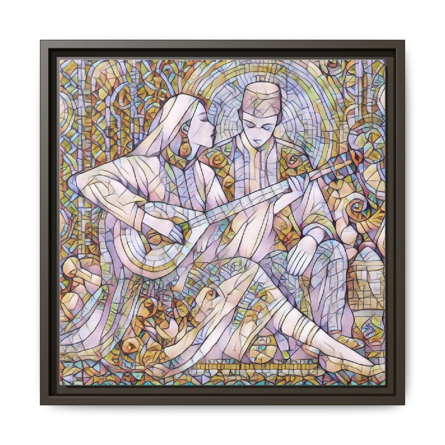 Love Song Serenade - Framed Canvas Wall Art | Guitar Player Romantic Print