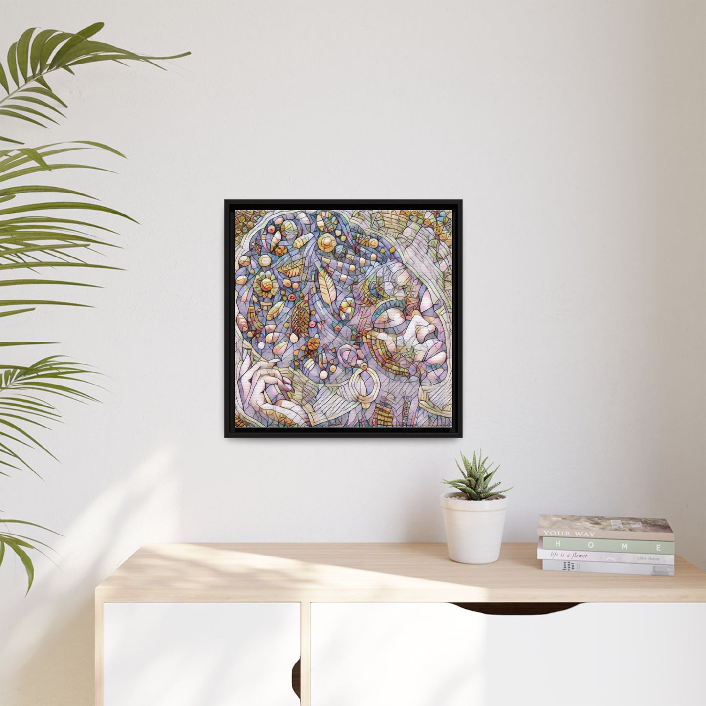 Bohemian Mosaic Woman Matte Canvas Framed Wall Art
